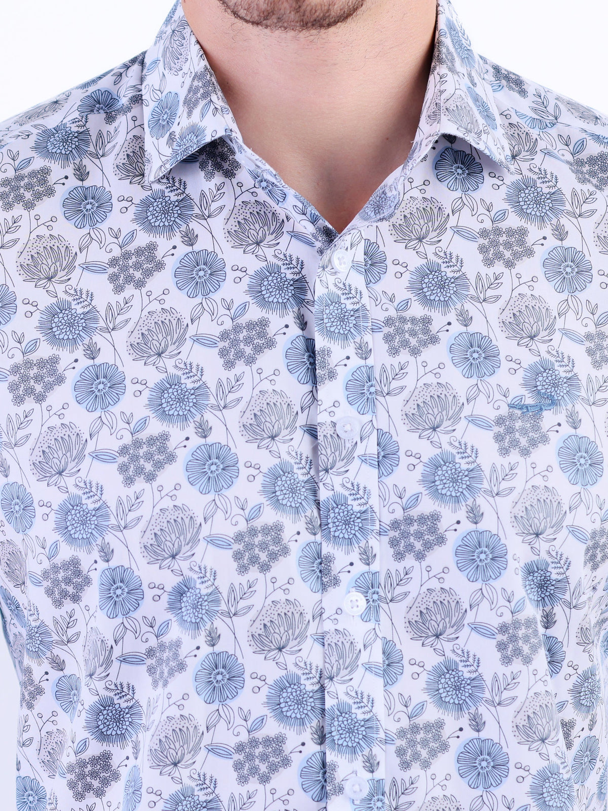 Evening Printed Slim Fit Shirt - Little Boy Blue