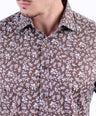 Evening Printed Slim Fit Shirt - Brown Tane