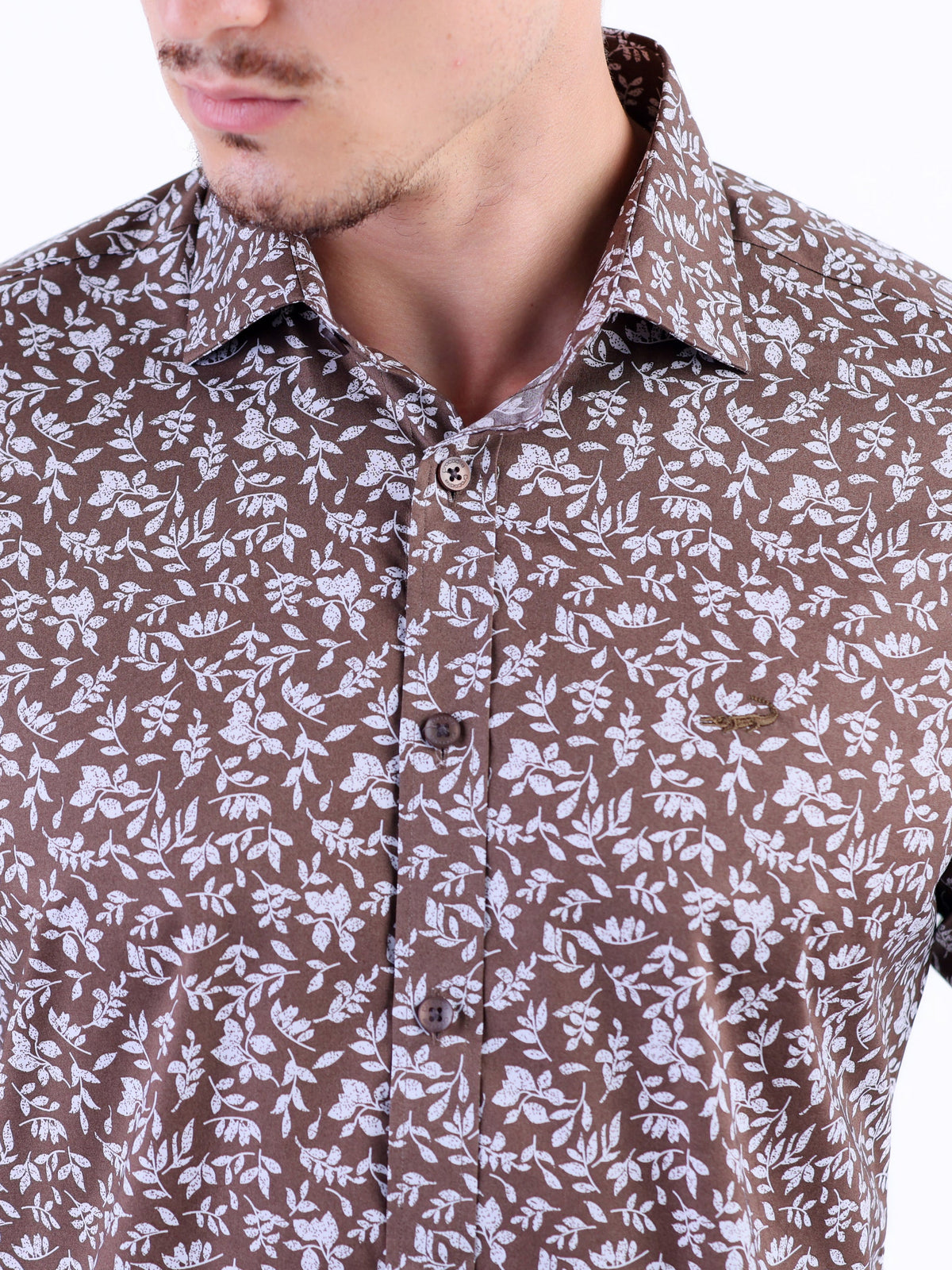 Evening Printed Slim Fit Shirt - Brown Tane