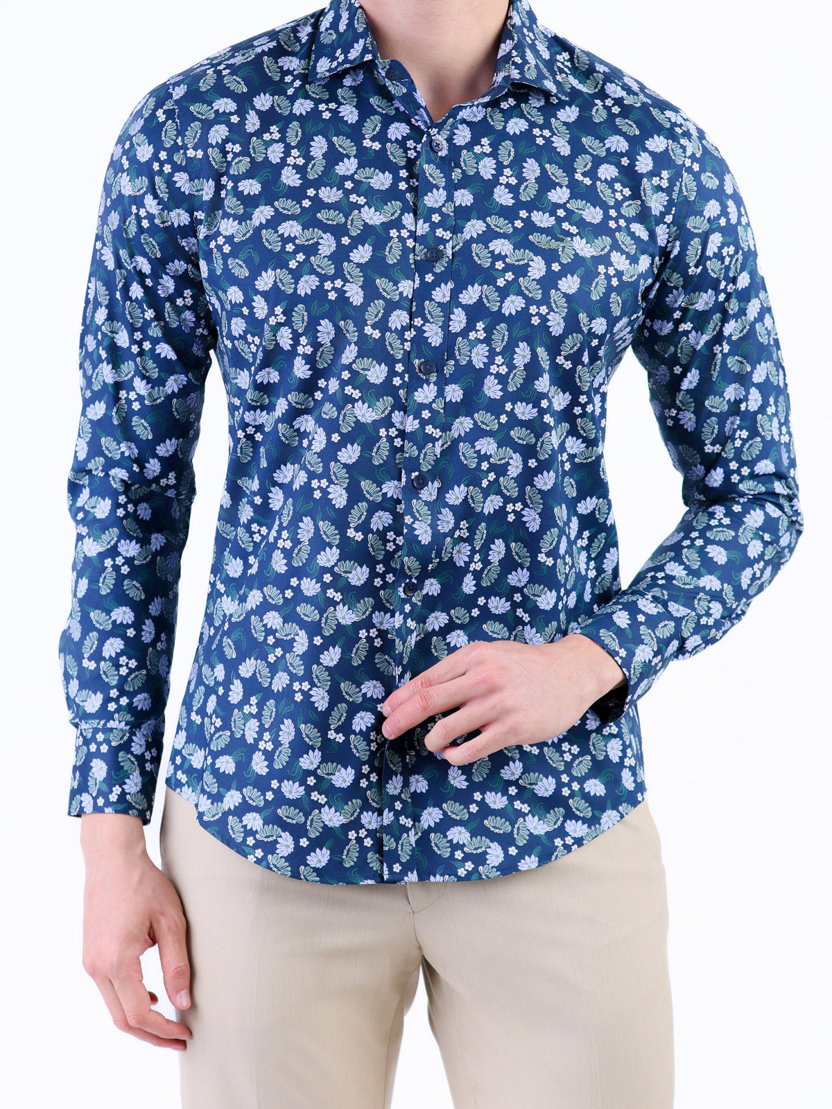 Evening Printed Slim Fit Shirt - Posy Green