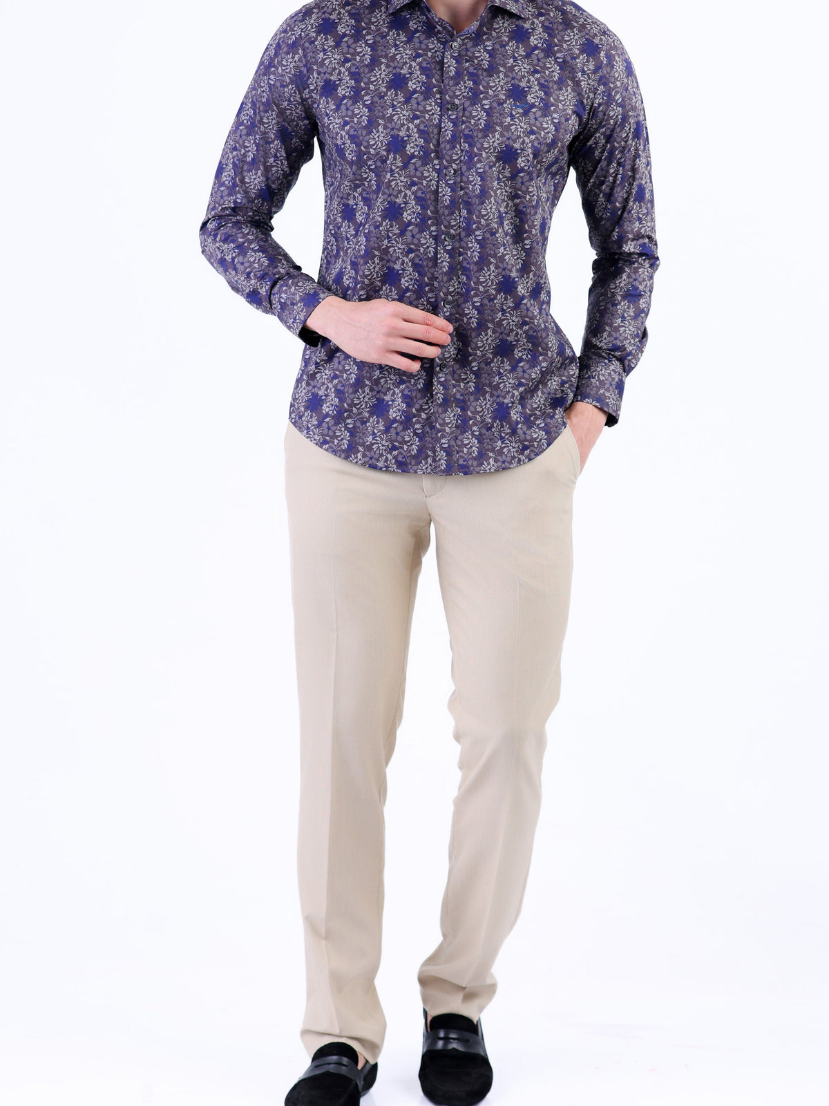 Evening Printed Slim Fit Shirt - Copper Brown