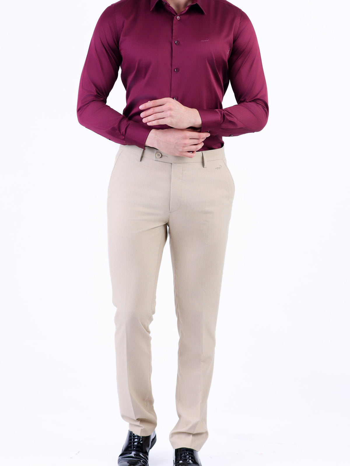 Evening Plain Slim Fit Shirt - Maroon
