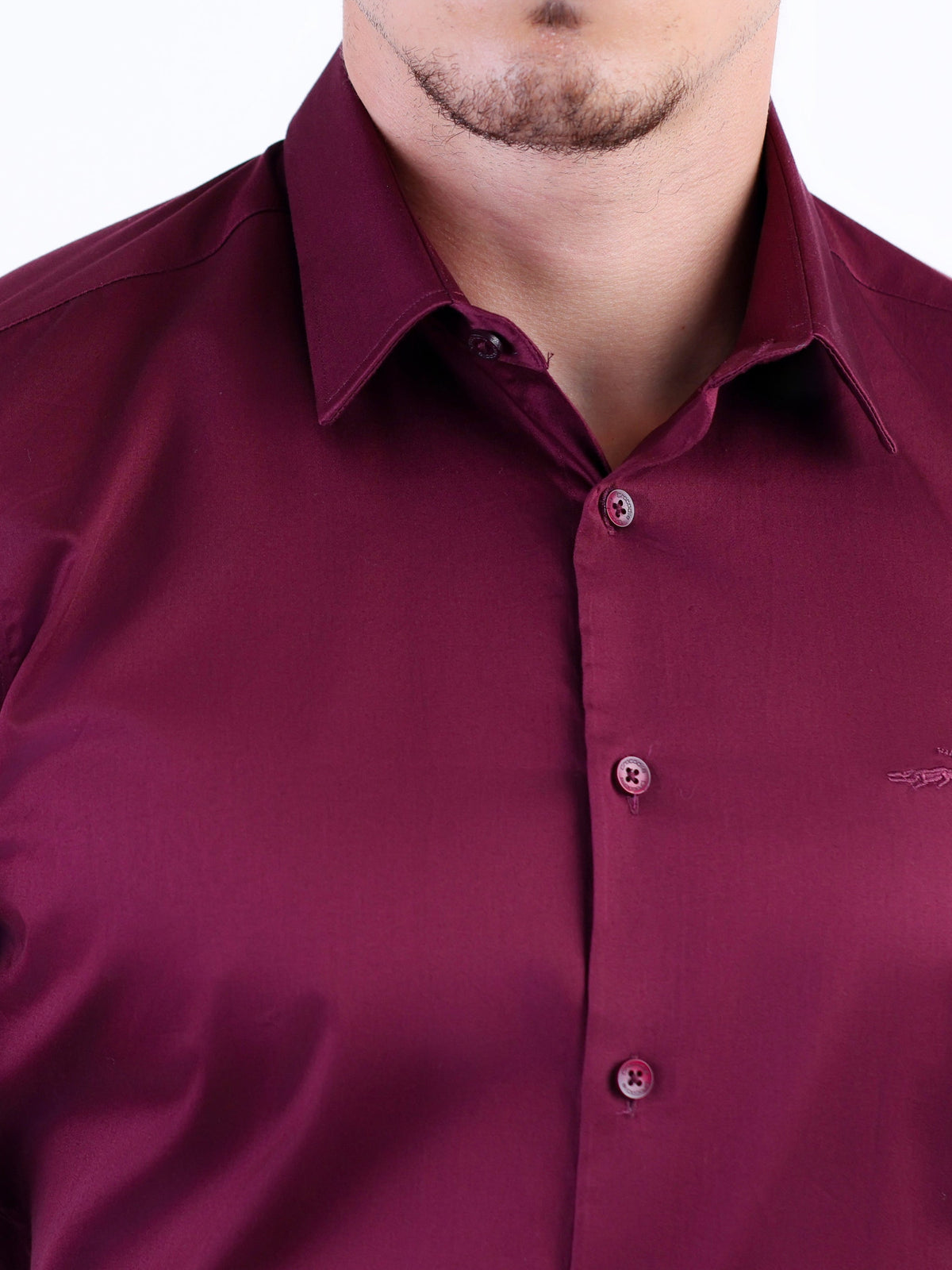 Evening Plain Slim Fit Shirt - Maroon