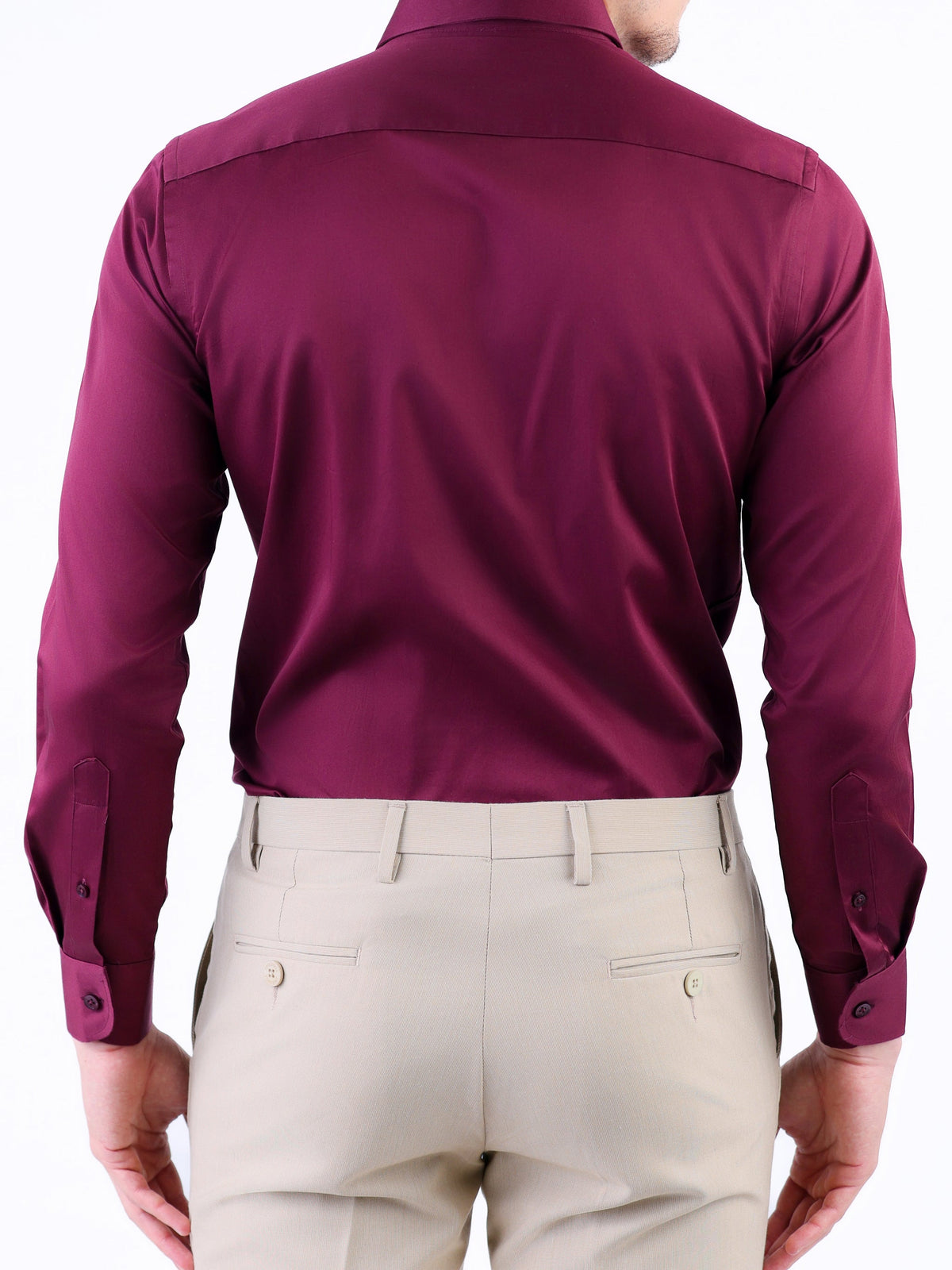 Evening Plain Slim Fit Shirt - Maroon