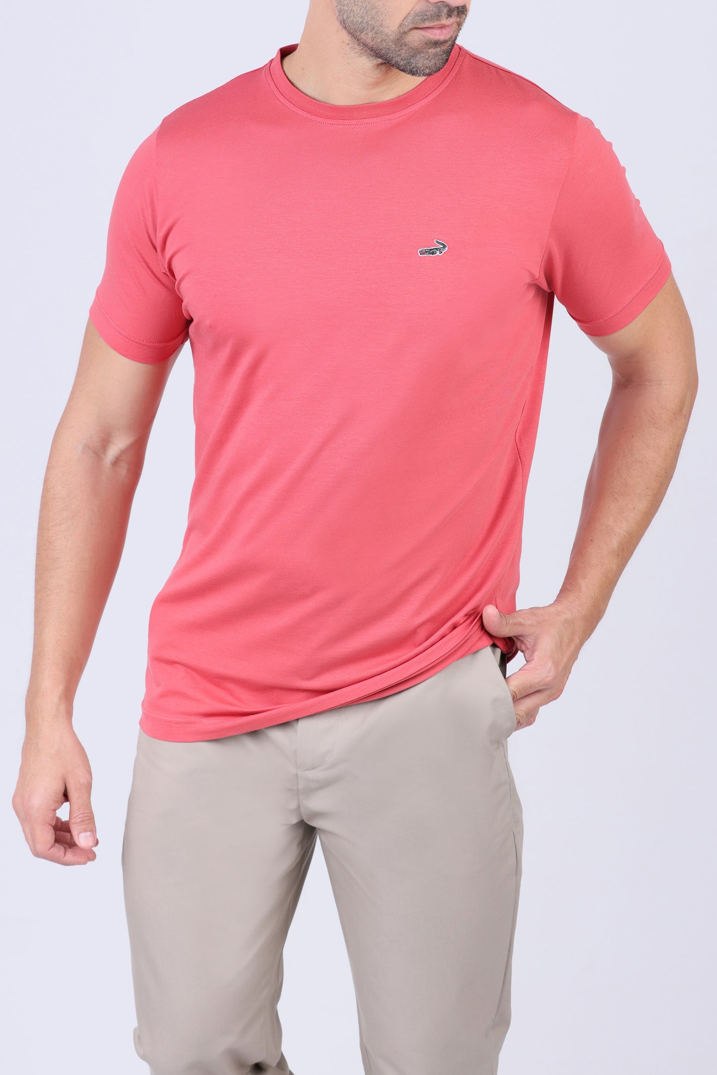 Crocodile Crew Neck  Action fit HS- Impatiens Pink