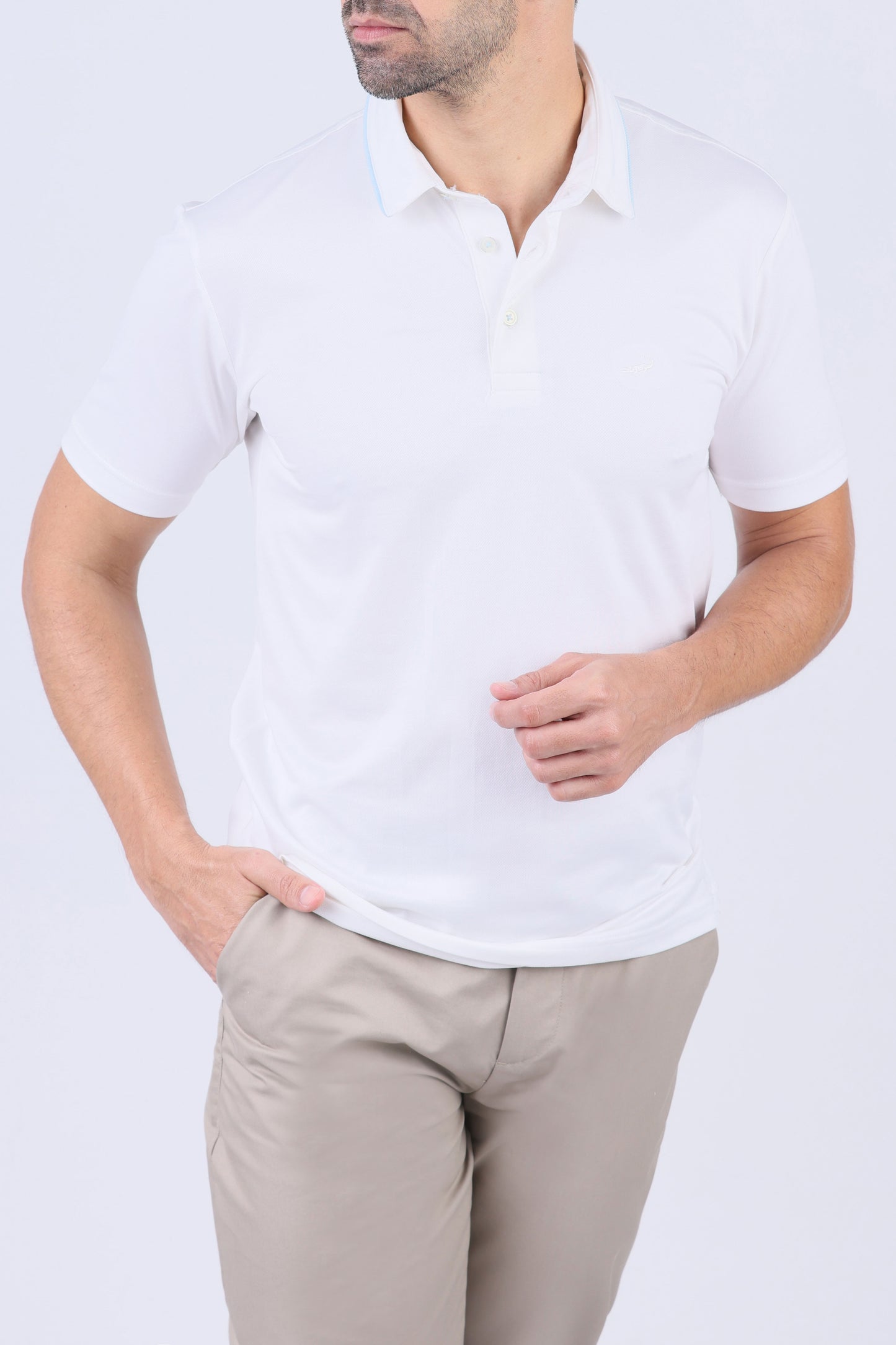 Crocodile Men Casual Polo- Egret
