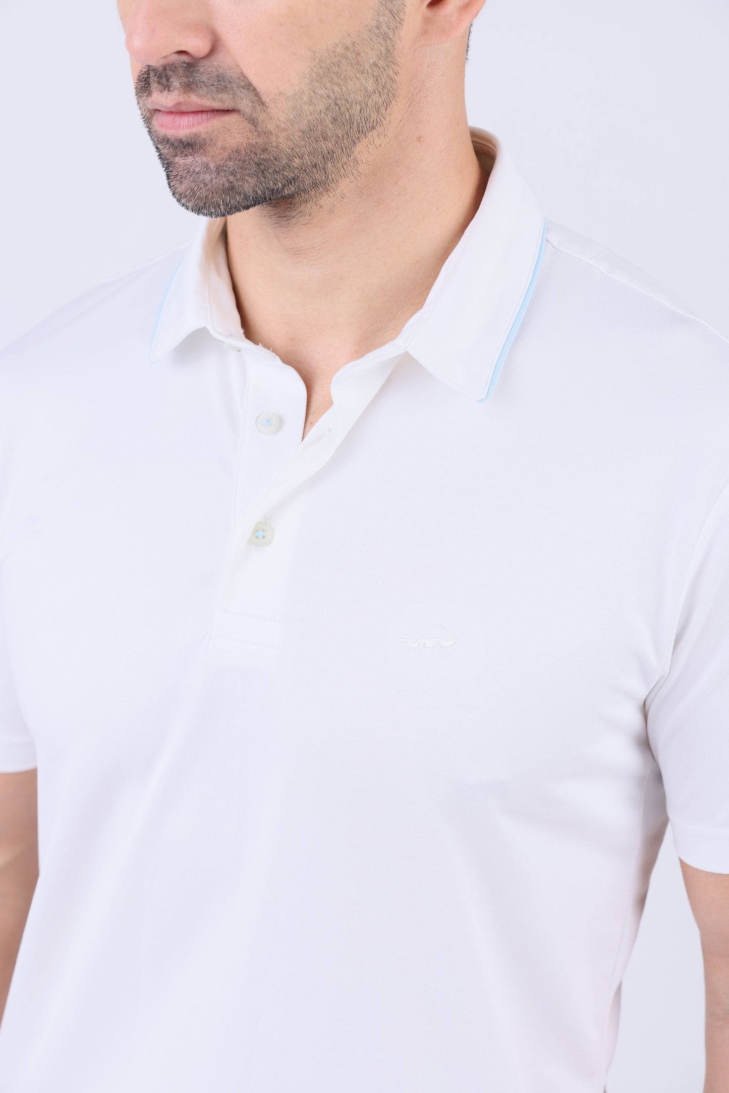 Crocodile Men Casual Polo- Egret