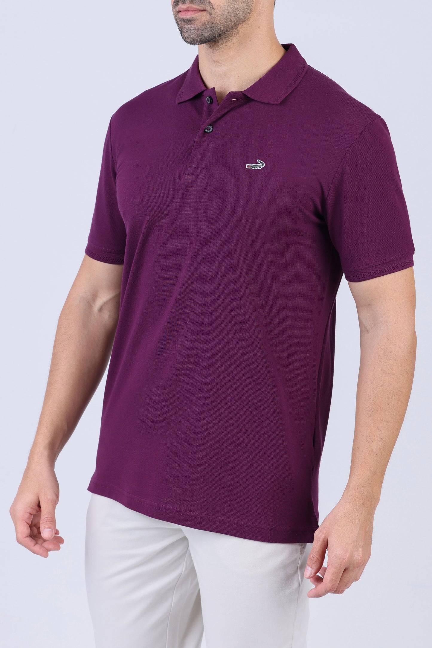 Crocodile Pima Polo Slim-Potent Purple