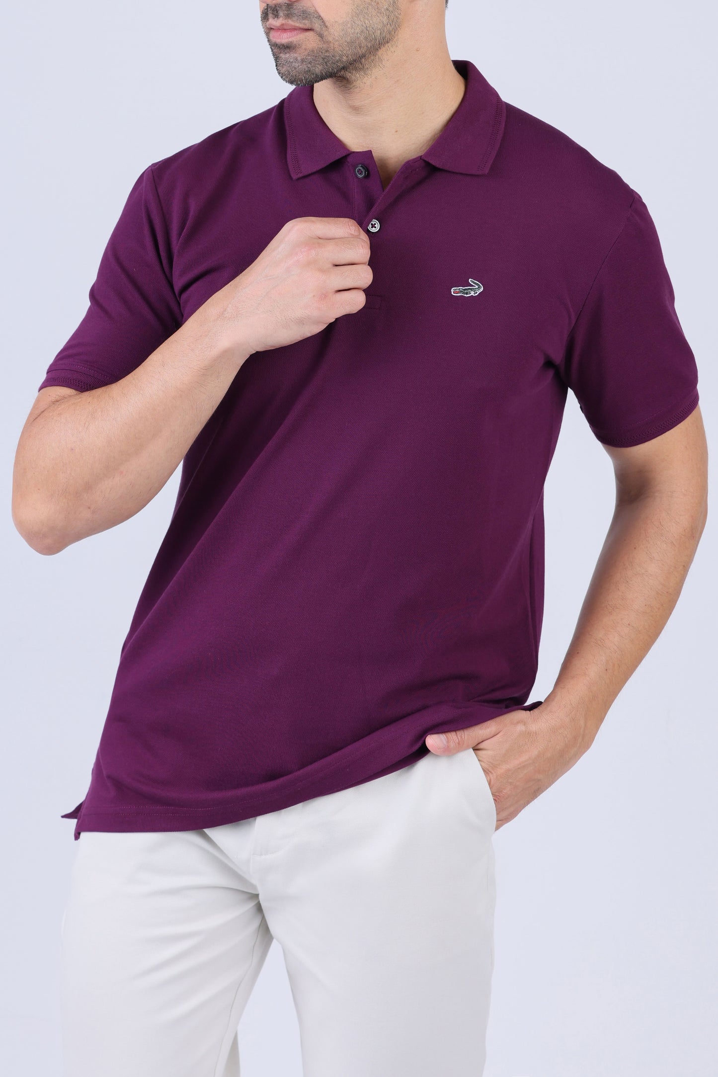 Crocodile Pima Polo Slim-Potent Purple