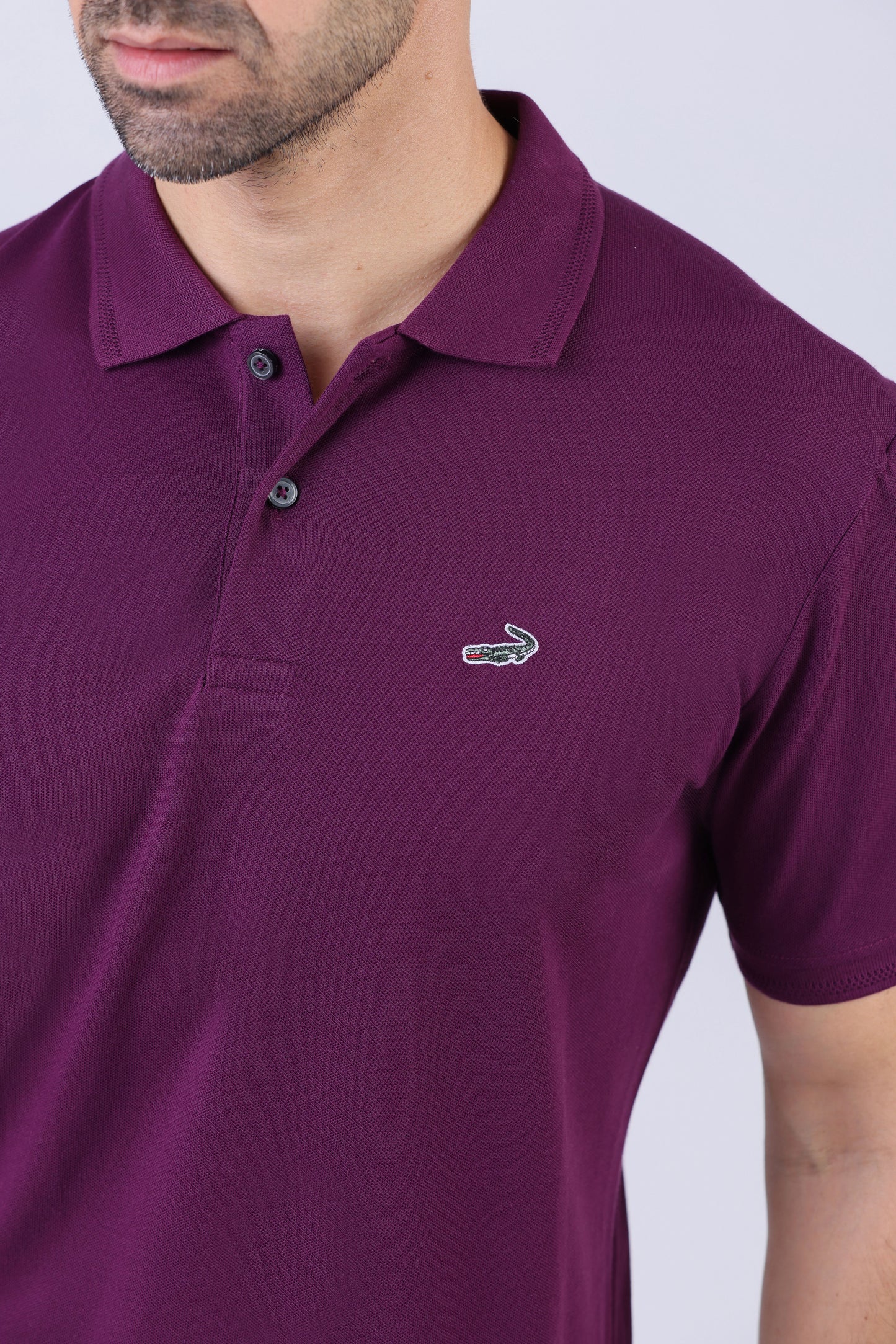 Crocodile Pima Polo Slim-Potent Purple