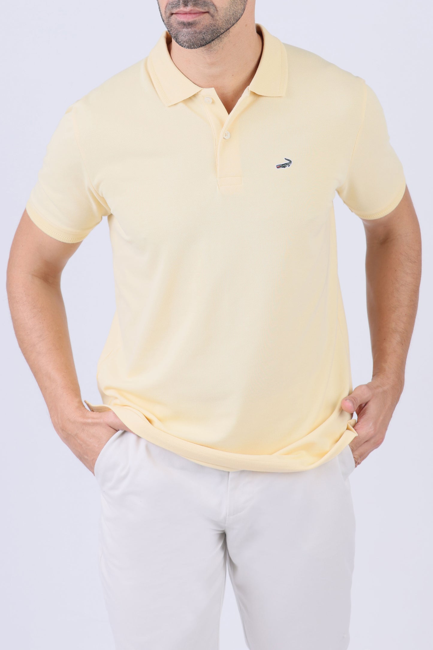 Crocodile Pima Polo Slim-Yellow Jojoba