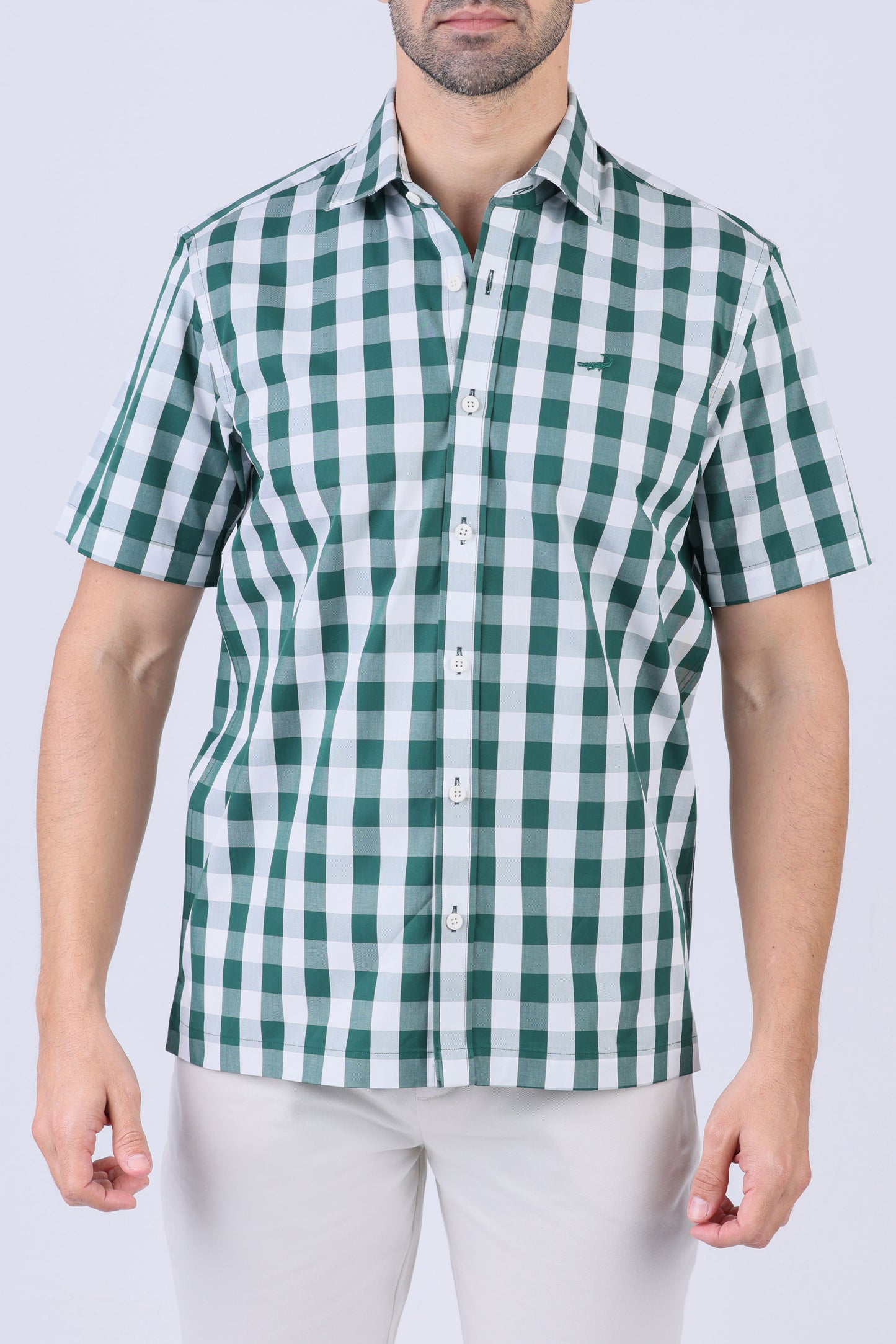 Crocodile Men Semi Casual Regular Fit Shirt - Green Checked