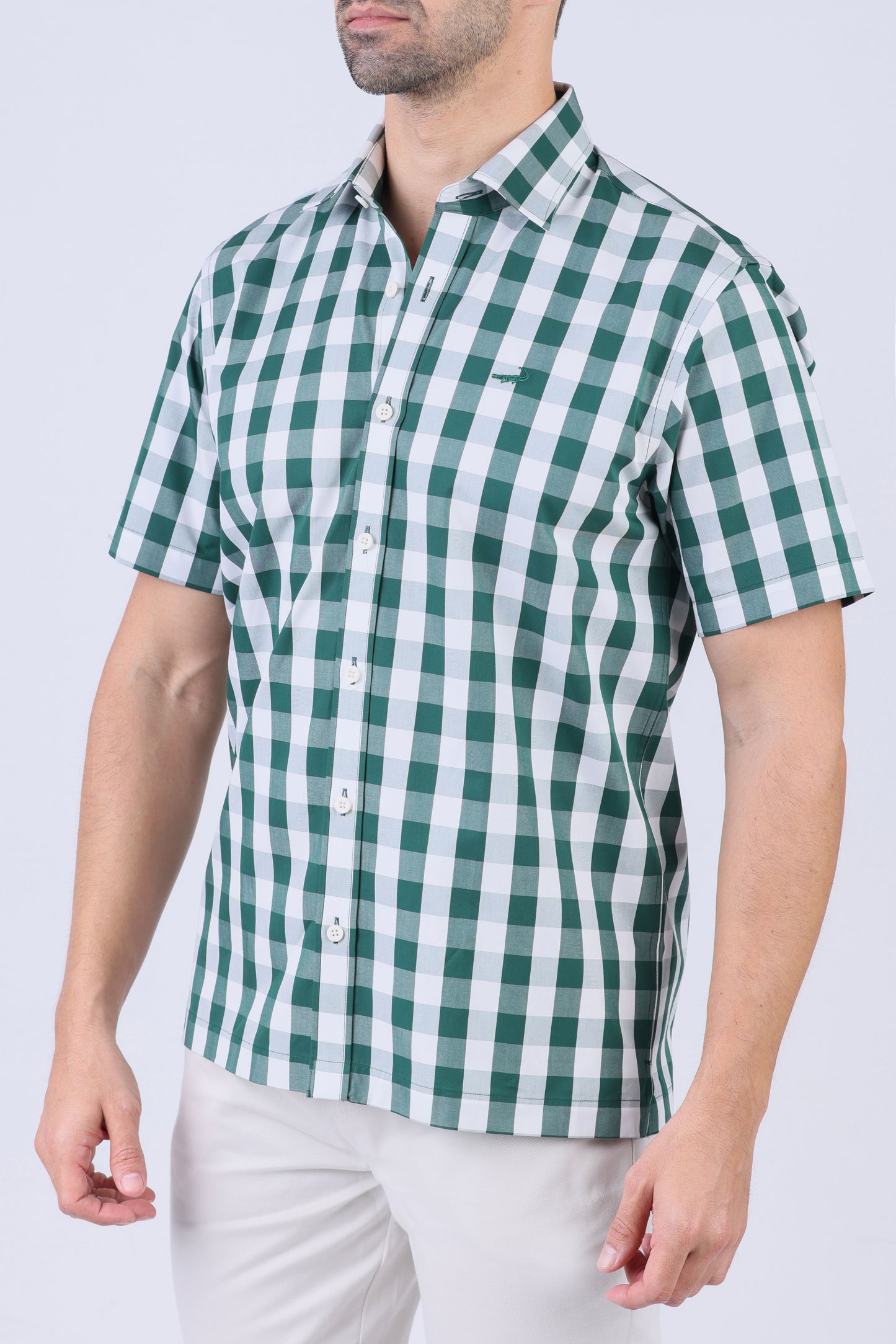 Crocodile Men Semi Casual Regular Fit Shirt - Green Checked
