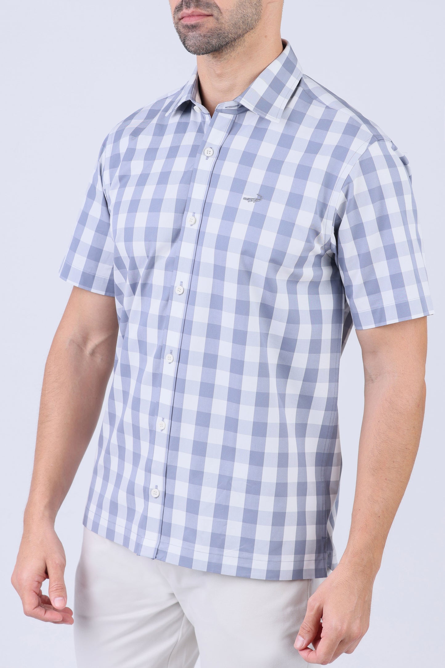 Crocodile Men Semi Casual Regular Fit Shirt - Charcoal Checked