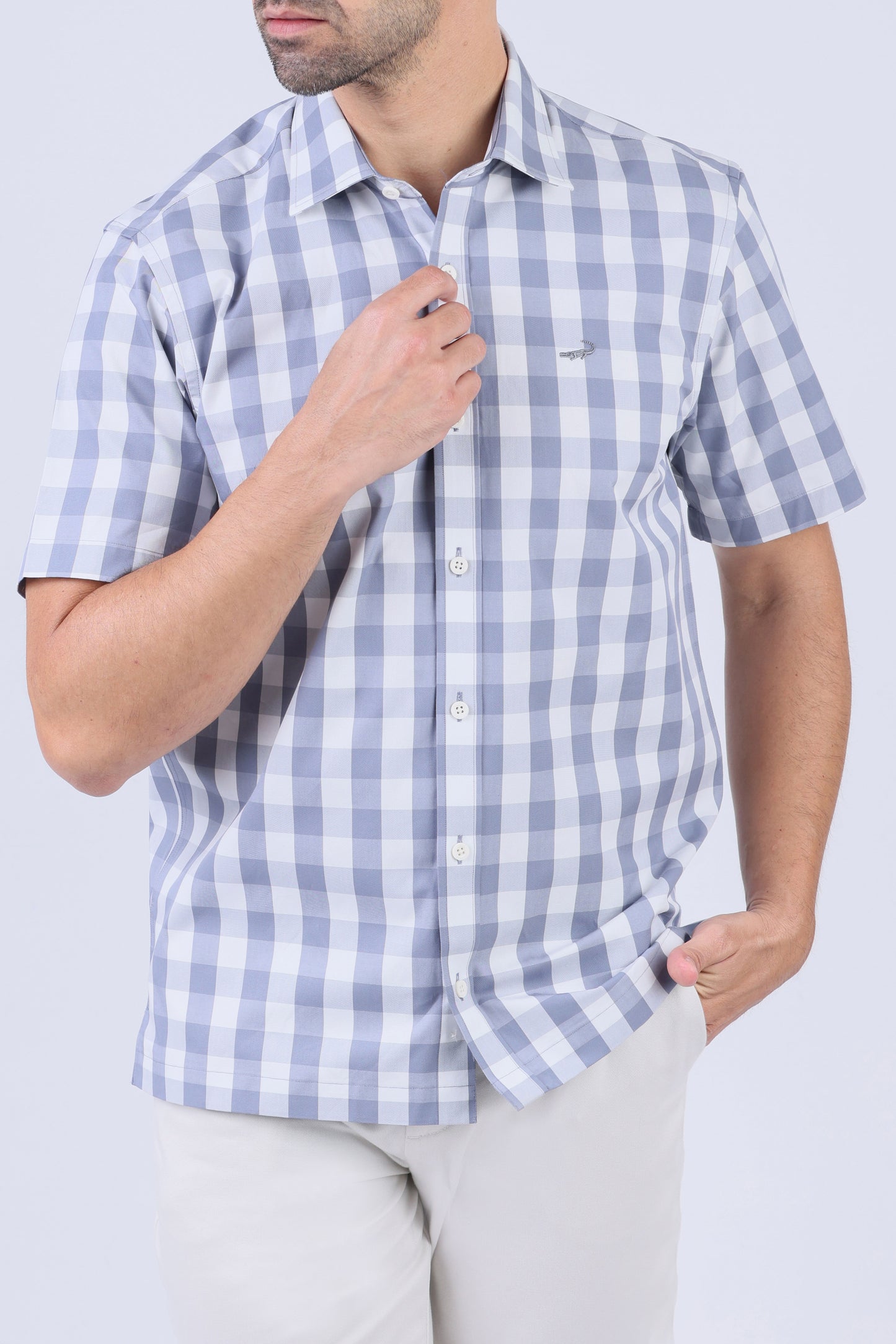 Crocodile Men Semi Casual Regular Fit Shirt - Charcoal Checked