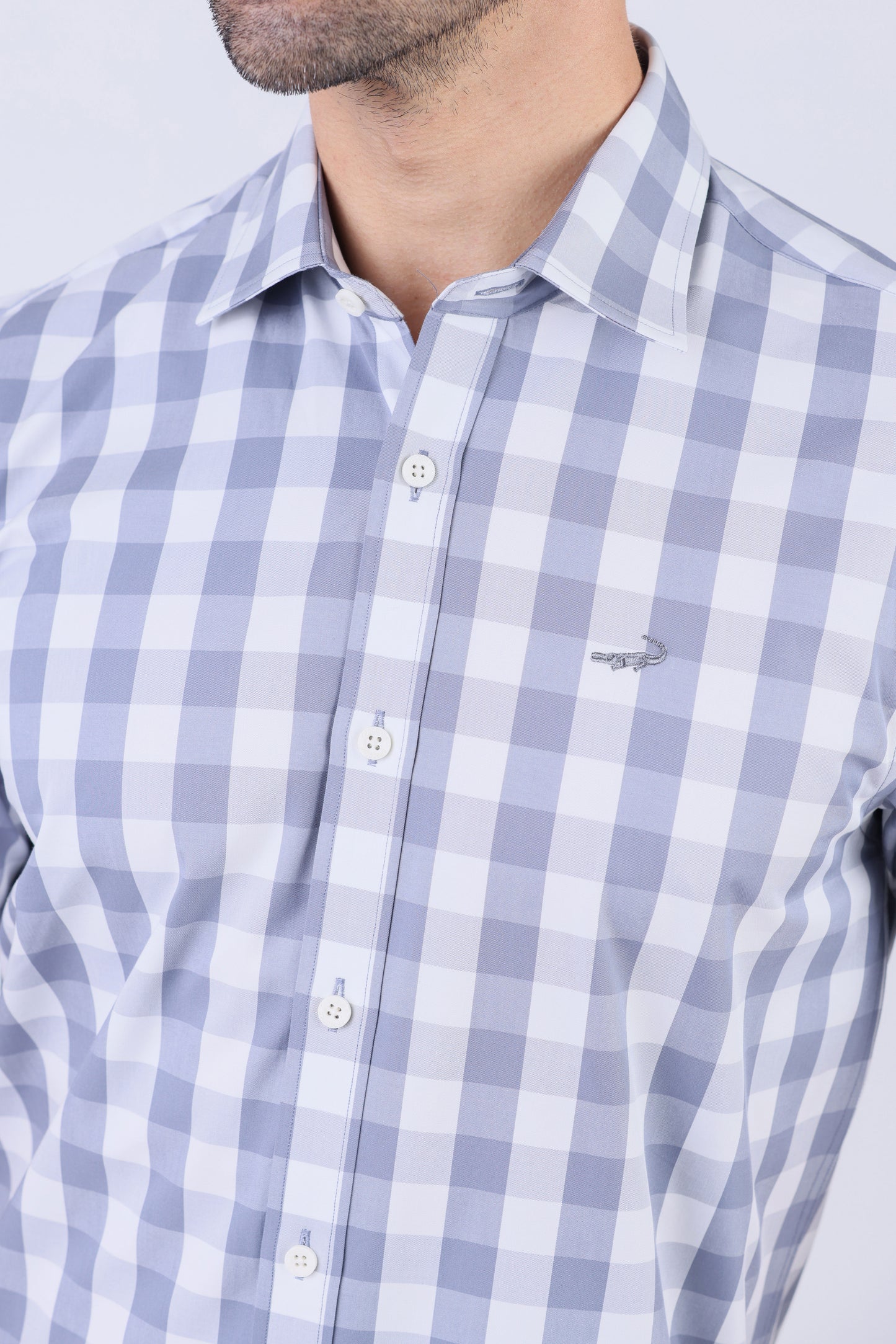 Crocodile Men Semi Casual Regular Fit Shirt - Charcoal Checked