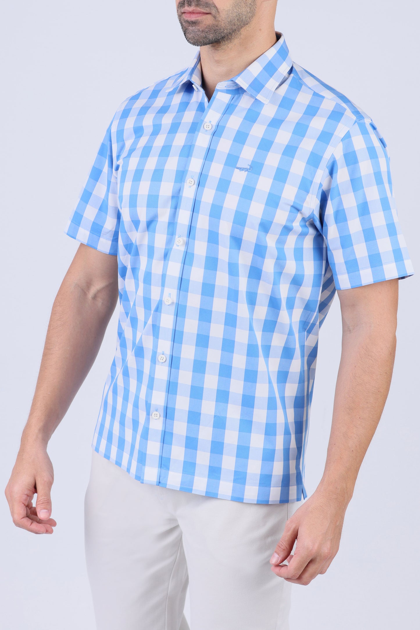 Crocodile Men Semi Casual Regular Fit Shirt - Blue Checked