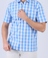 Crocodile Men Semi Casual Regular Fit Shirt - Blue Checked