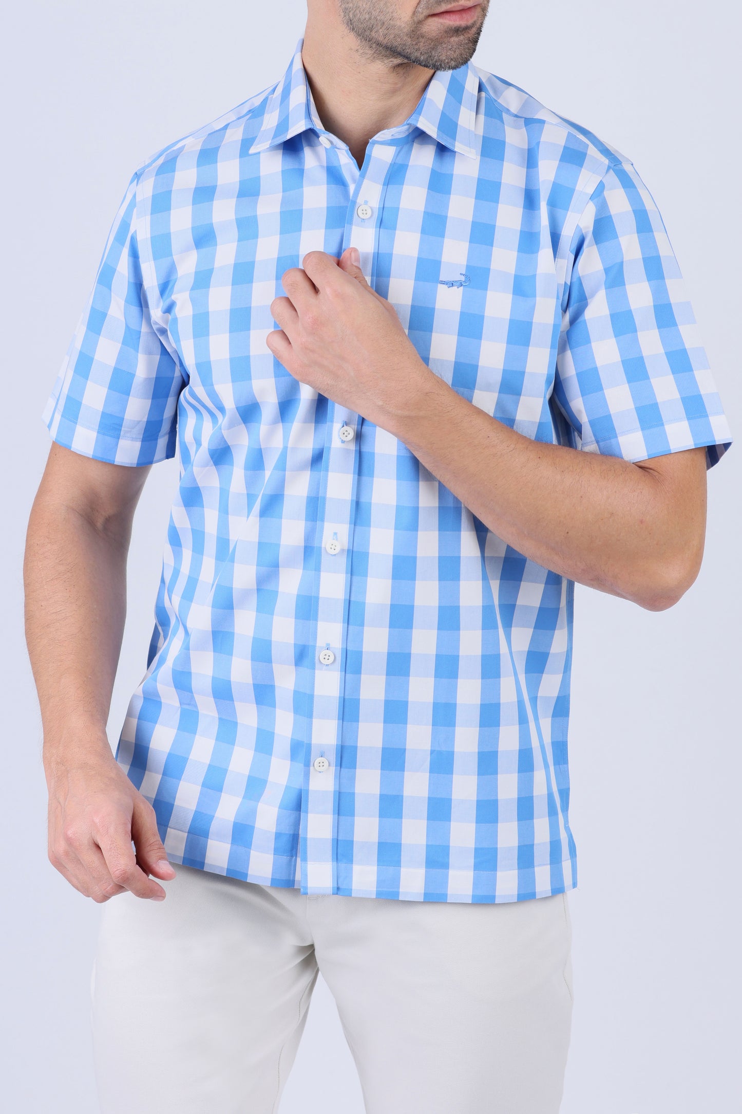 Crocodile Men Semi Casual Regular Fit Shirt - Blue Checked