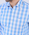 Crocodile Men Semi Casual Regular Fit Shirt - Blue Checked