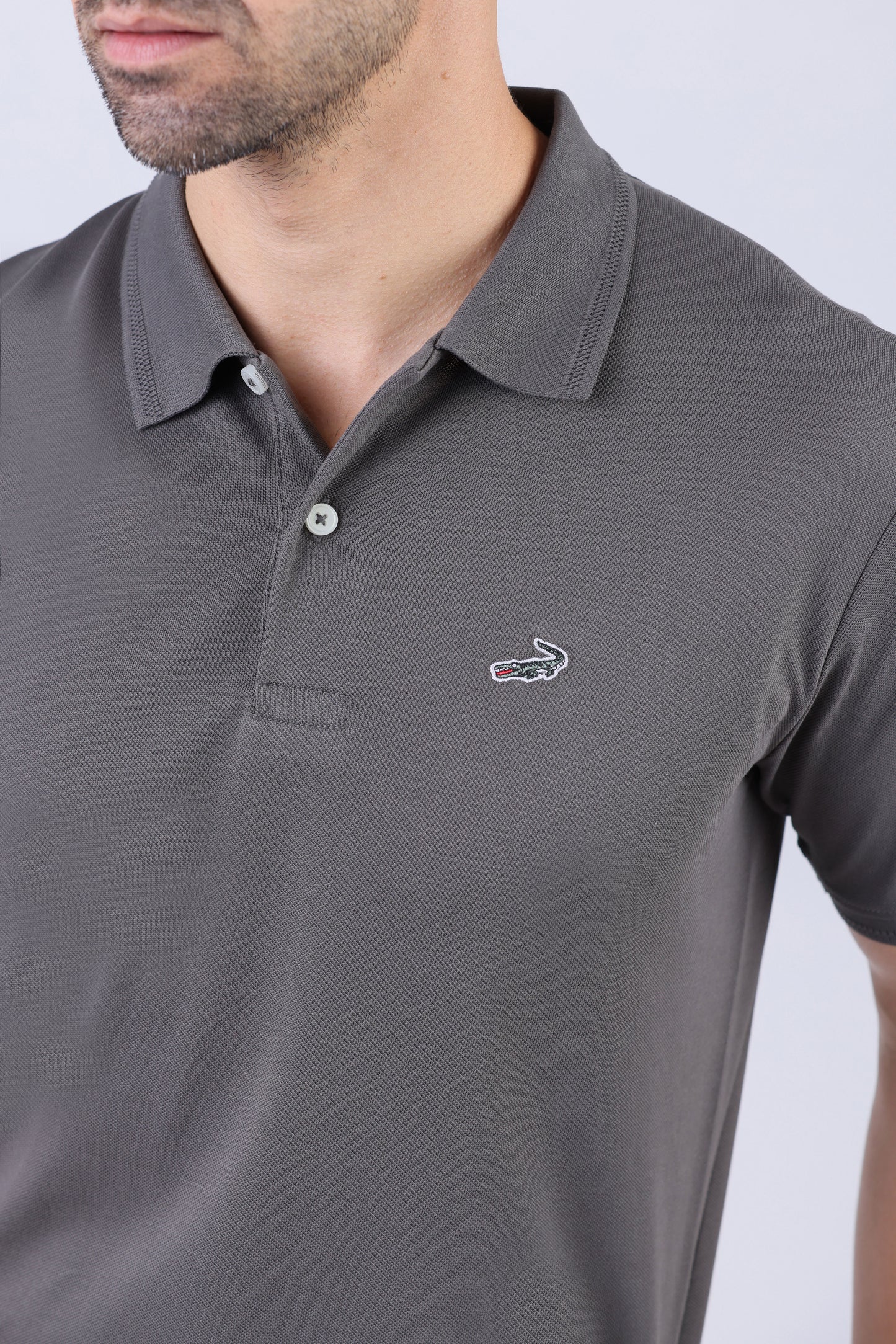 Crocodile Men Supima Polo Slim HS- Grey