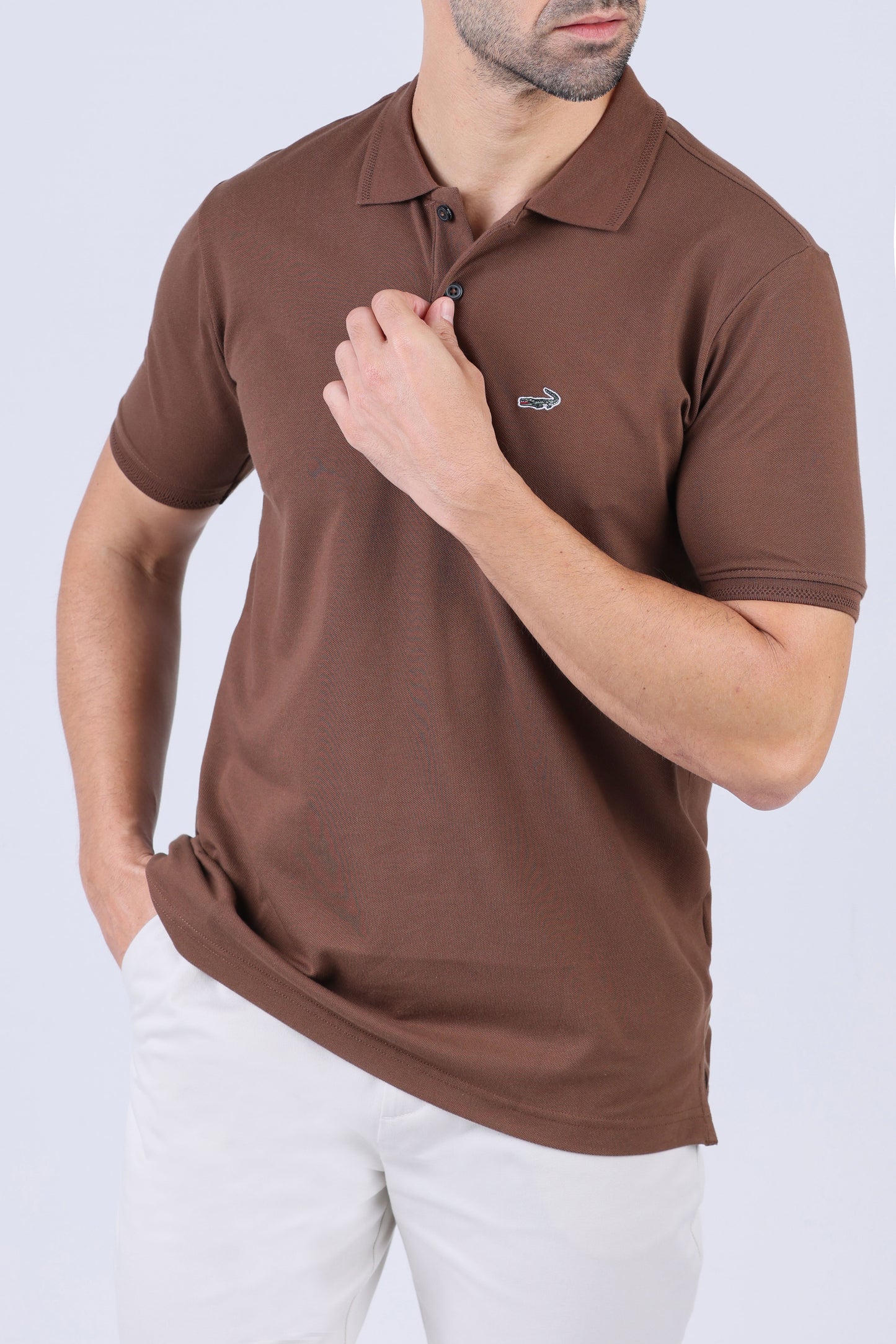 Crocodile Men Pima Polo Regular HS-Brown Cork