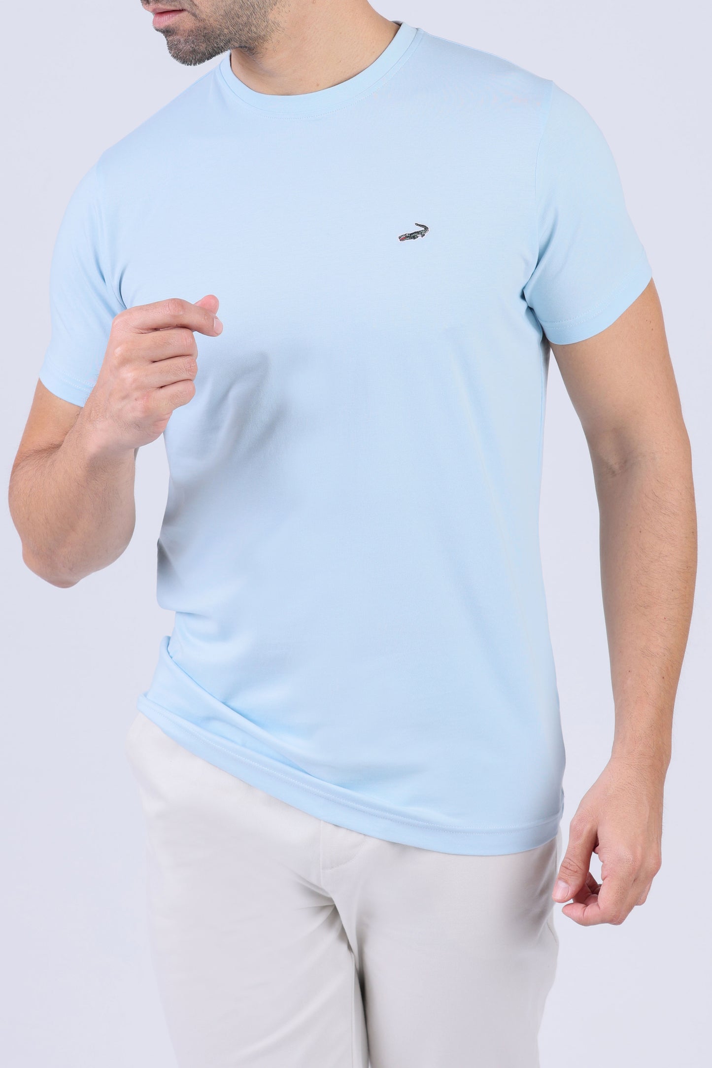 Crocodile Crew Neck  Action fit HS-Sky Blue