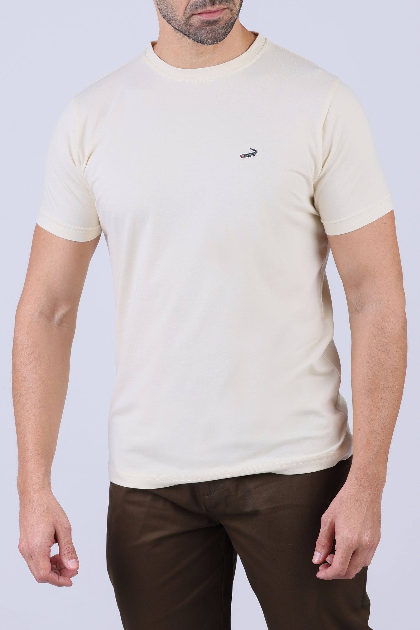 Crocodile Crew Neck  Action fit HS-Cream