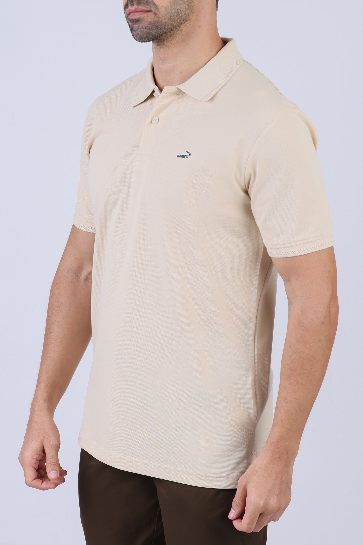 Crocodile Men Supima Polo Slim HS- Bleached Sand