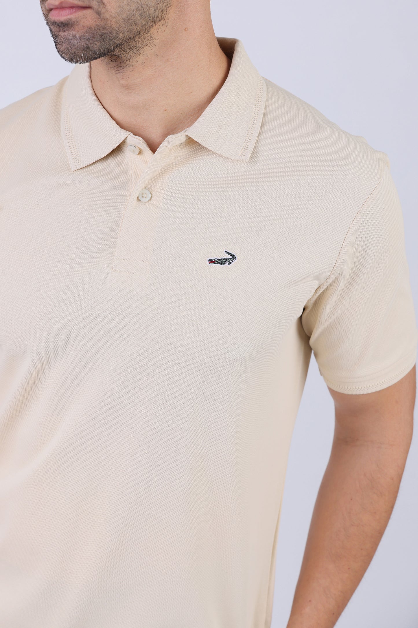 Crocodile Men Supima Polo Slim HS- Bleached Sand