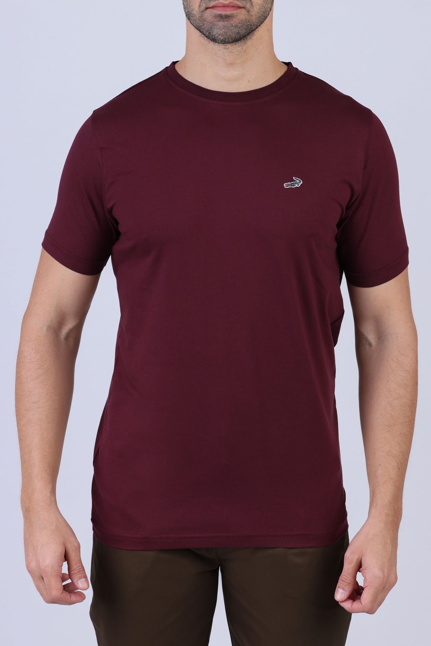 Crocodile Crew Neck  Action fit HS-Oxblood Red