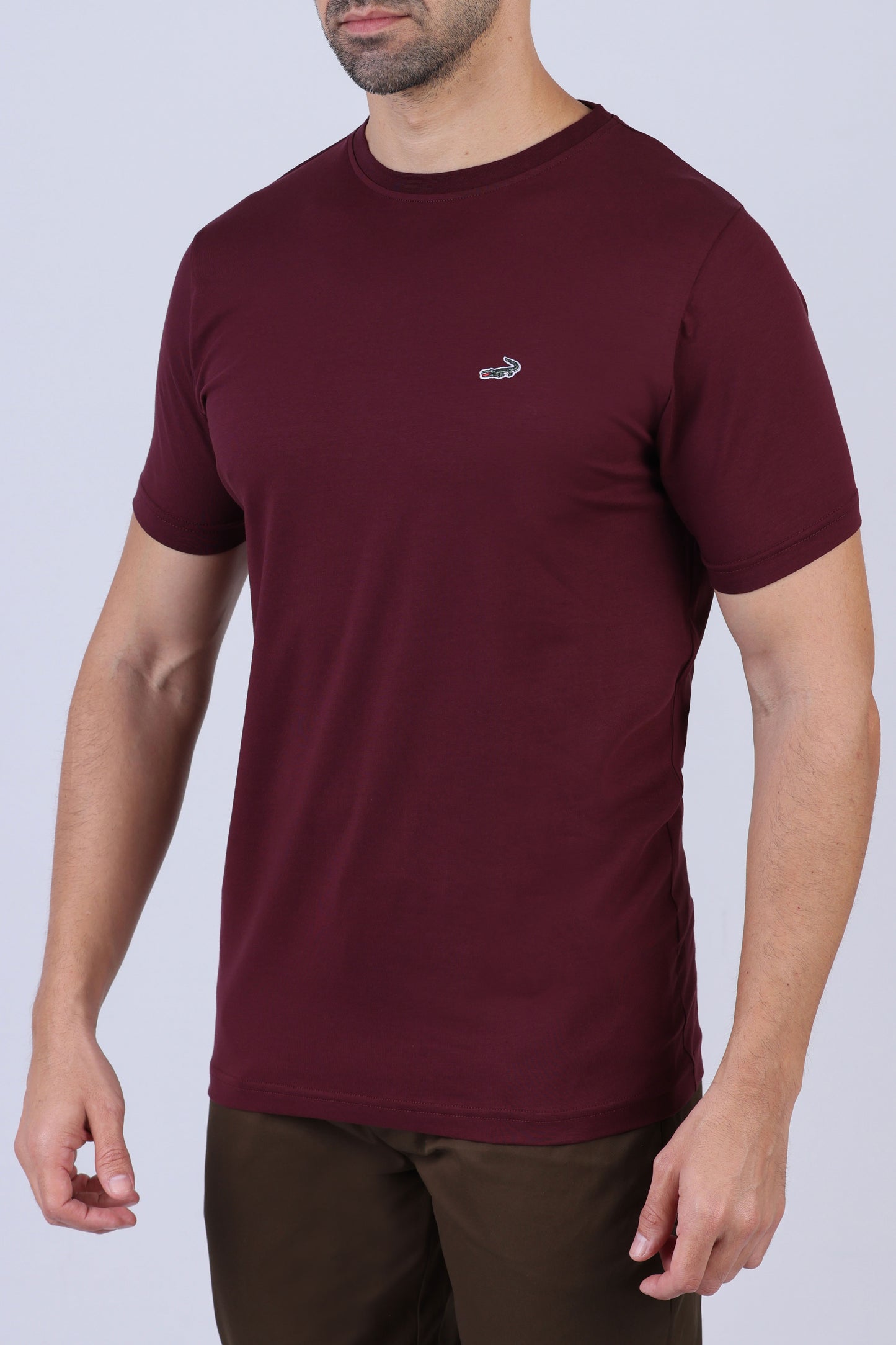Crocodile Crew Neck  Action fit HS-Oxblood Red