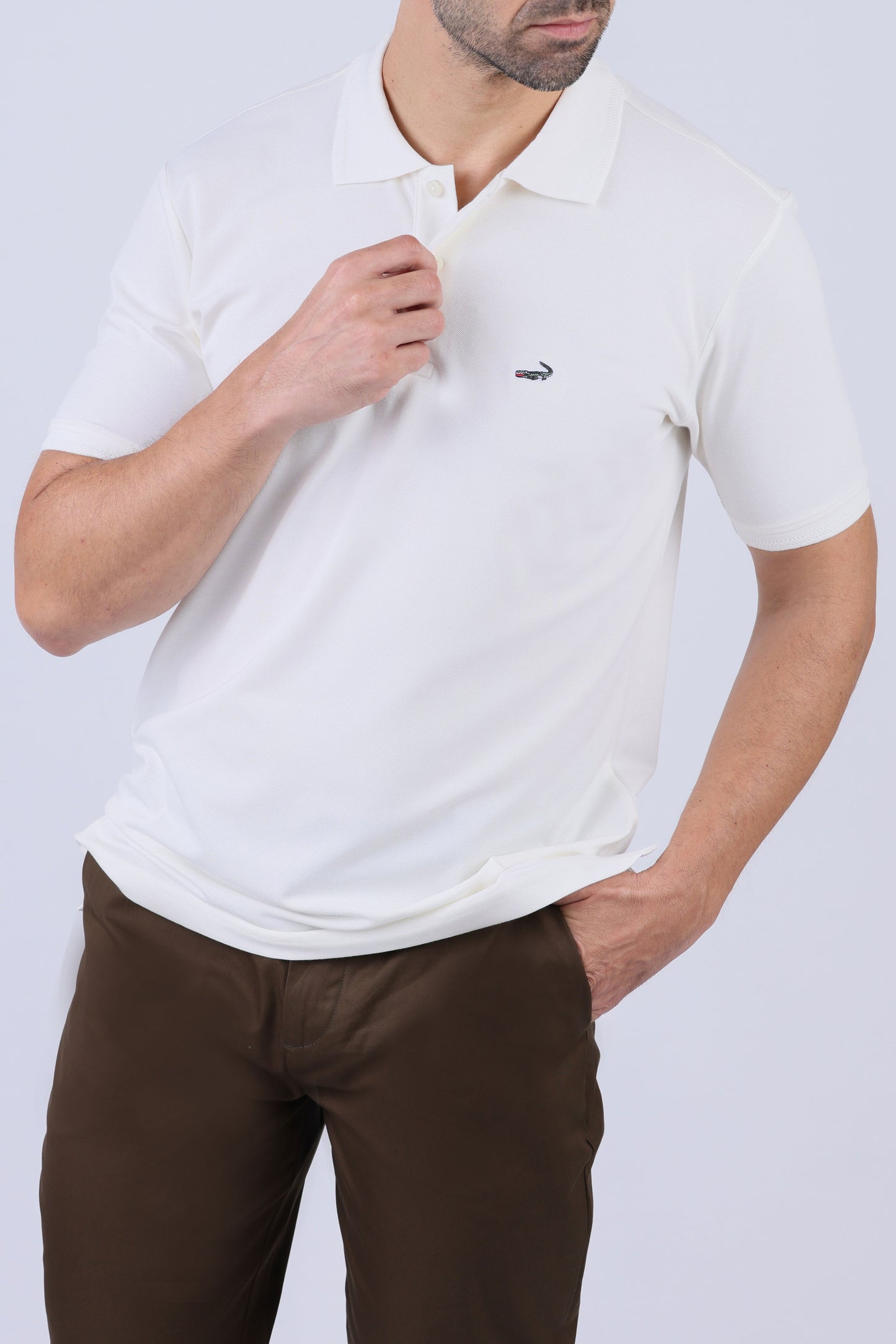 Crocodile Men Pima Polo Regular HS-White