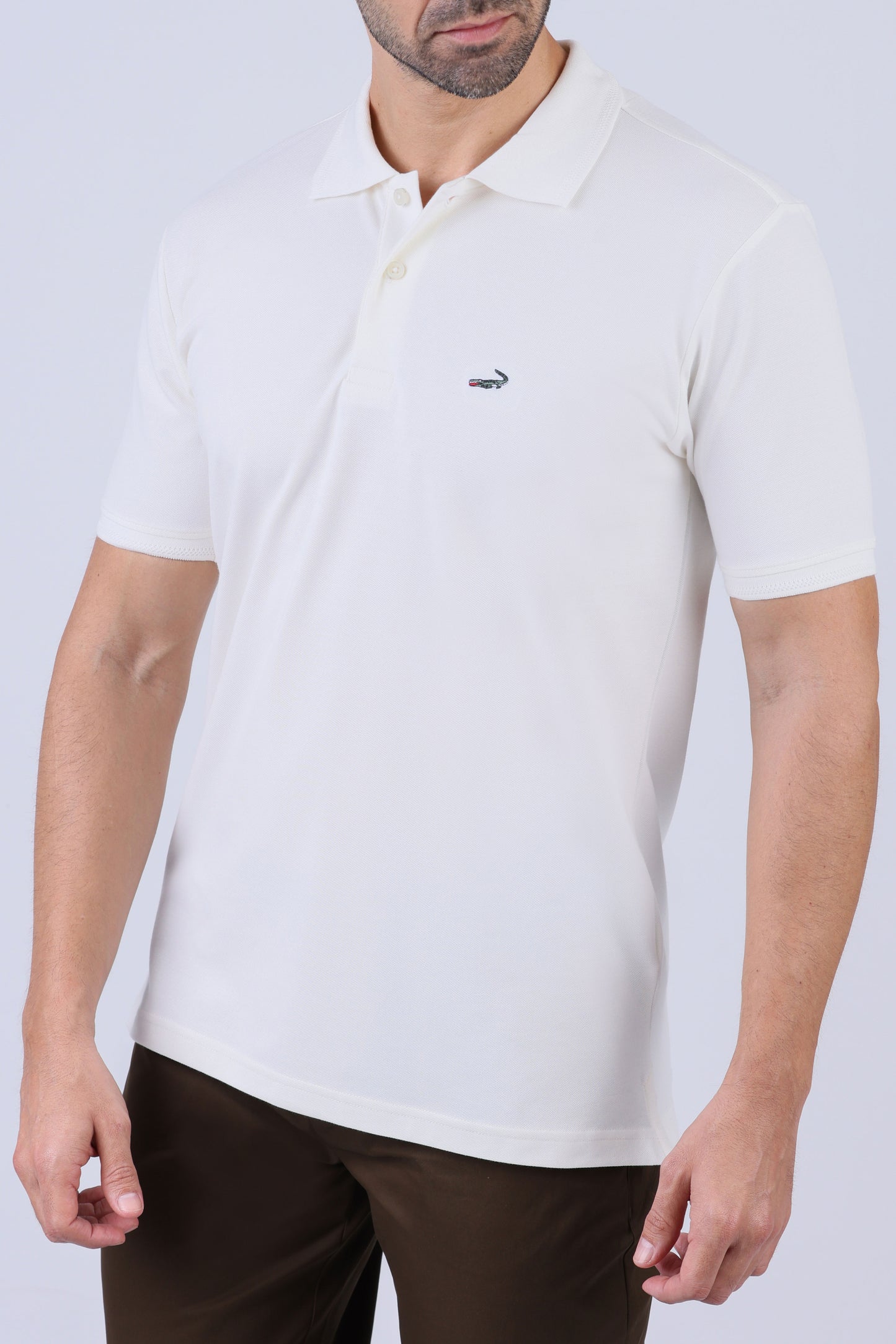 Crocodile Men Pima Polo Regular HS-White