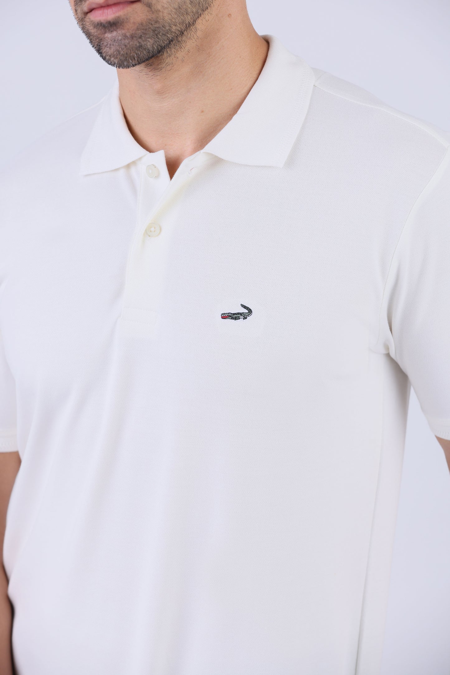 Crocodile Men Pima Polo Regular HS-White