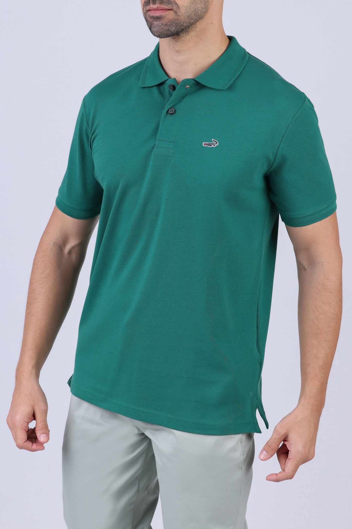 Crocodile Pima Polo Slim-Green Storm