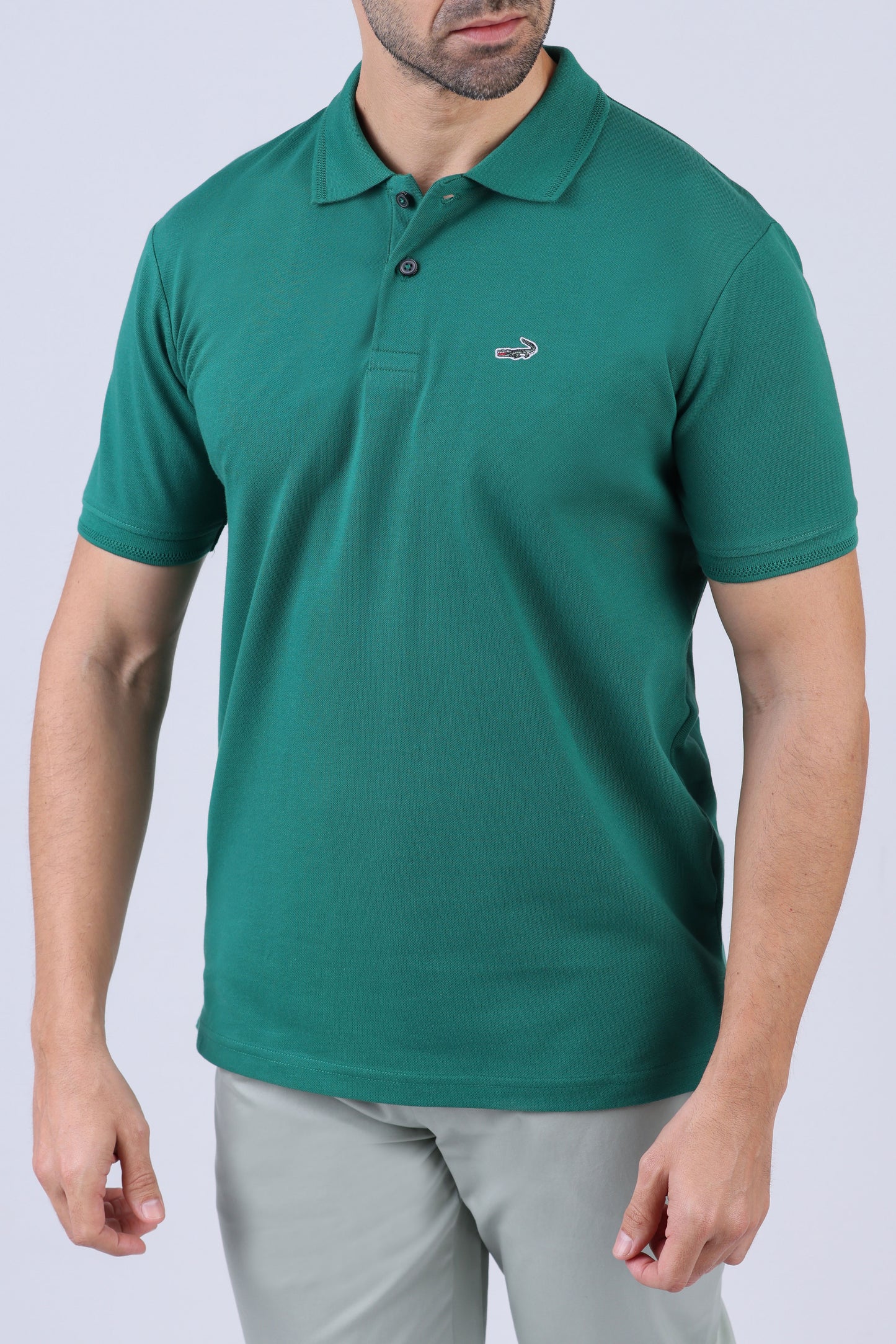 Crocodile Pima Polo Slim-Green Storm