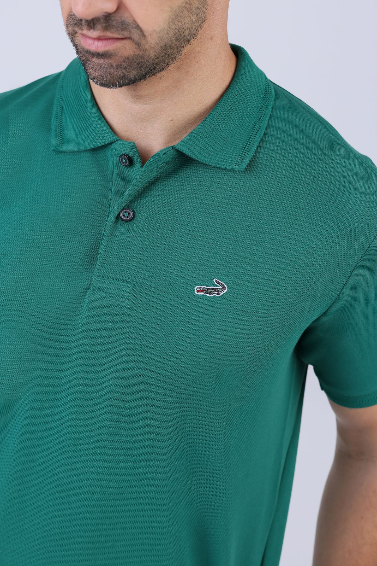 Crocodile Pima Polo Slim-Green Storm