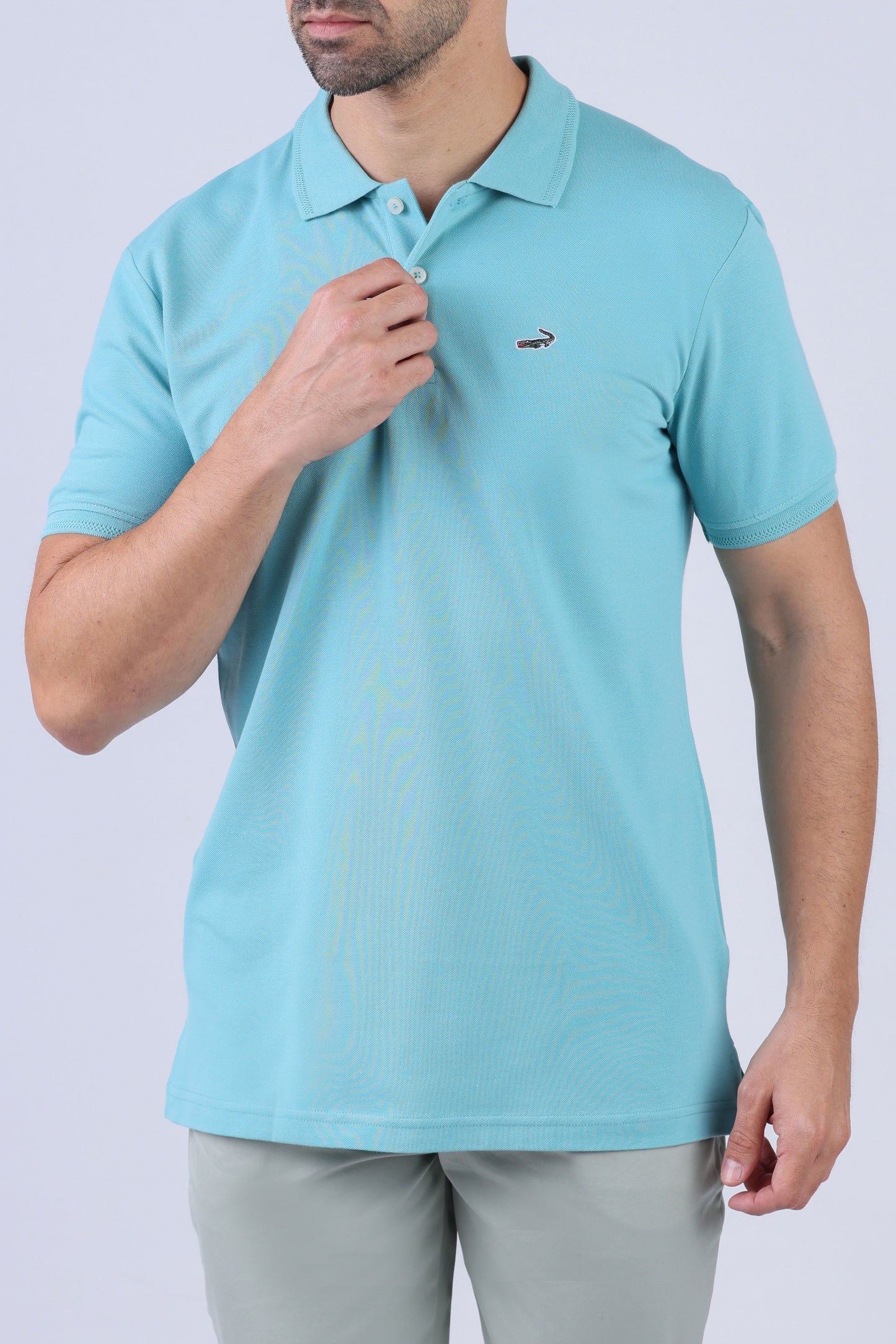 Crocodile Pima Polo Slim-Sky Blue