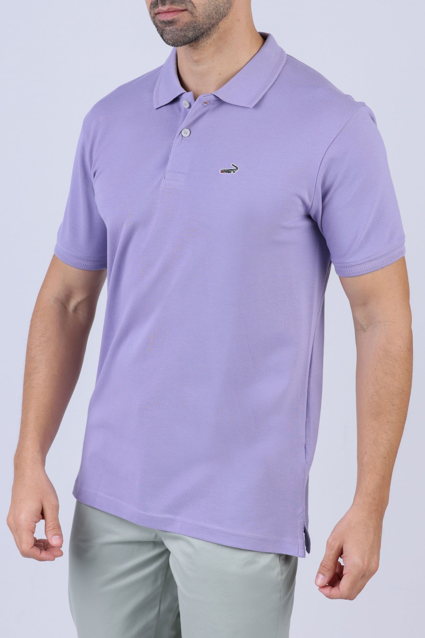 Crocodile Pima Polo Slim-Paisley Purple