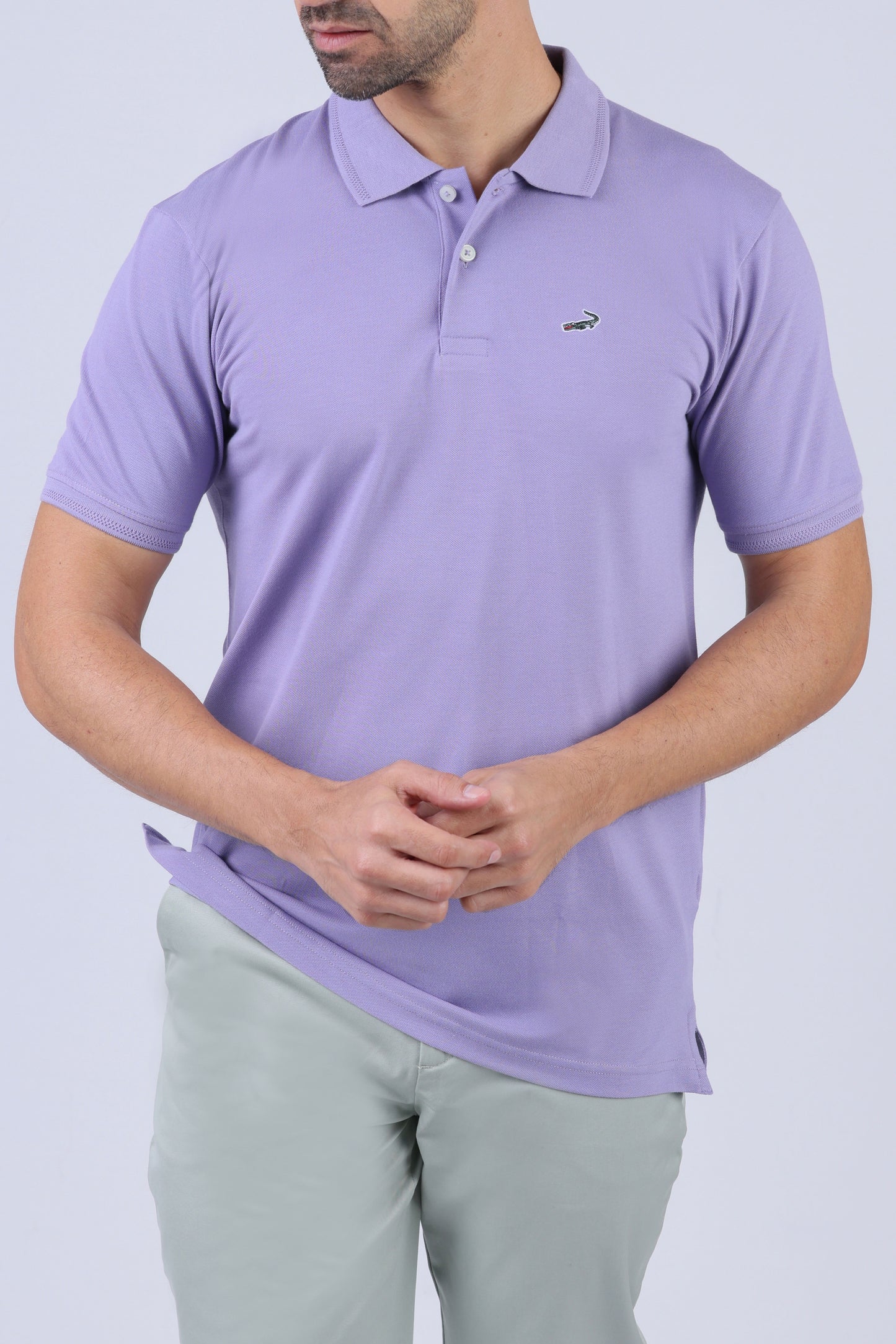 Crocodile Pima Polo Slim-Paisley Purple