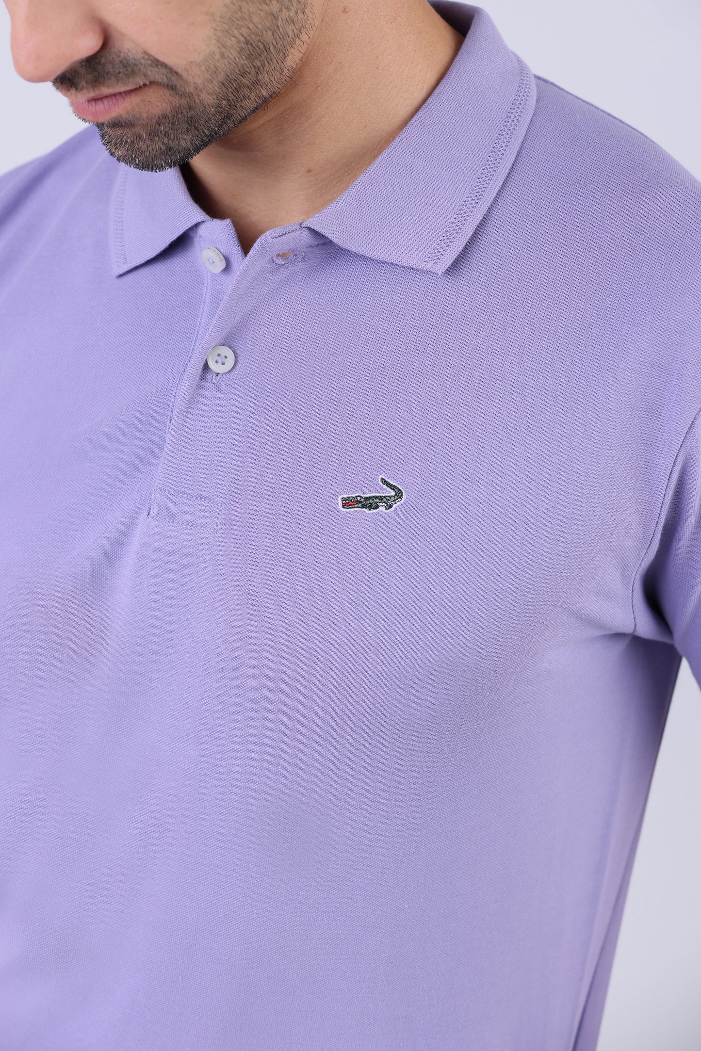 Crocodile Pima Polo Slim-Paisley Purple