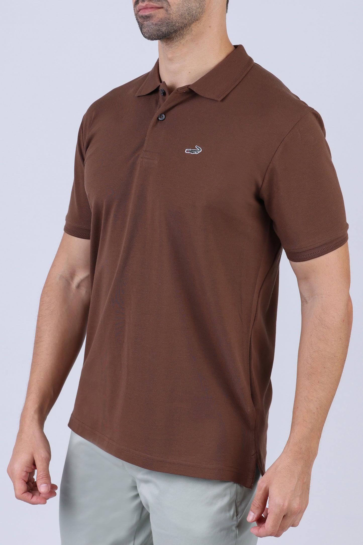 Crocodile Pima Polo Slim-Brown Cork
