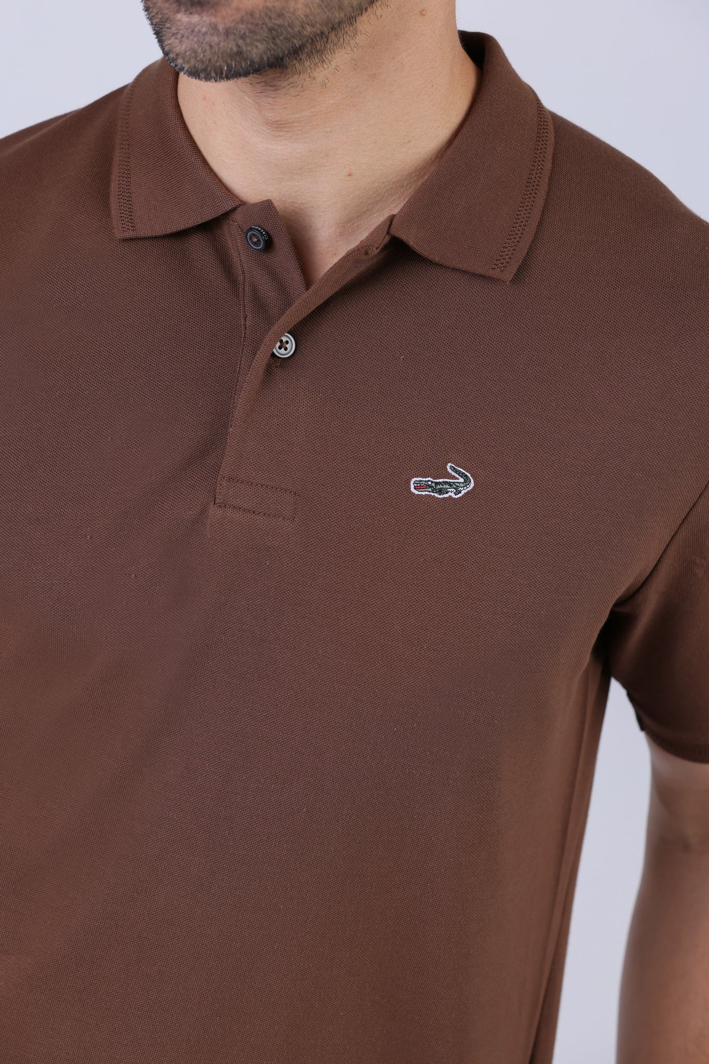 Crocodile Pima Polo Slim-Brown Cork