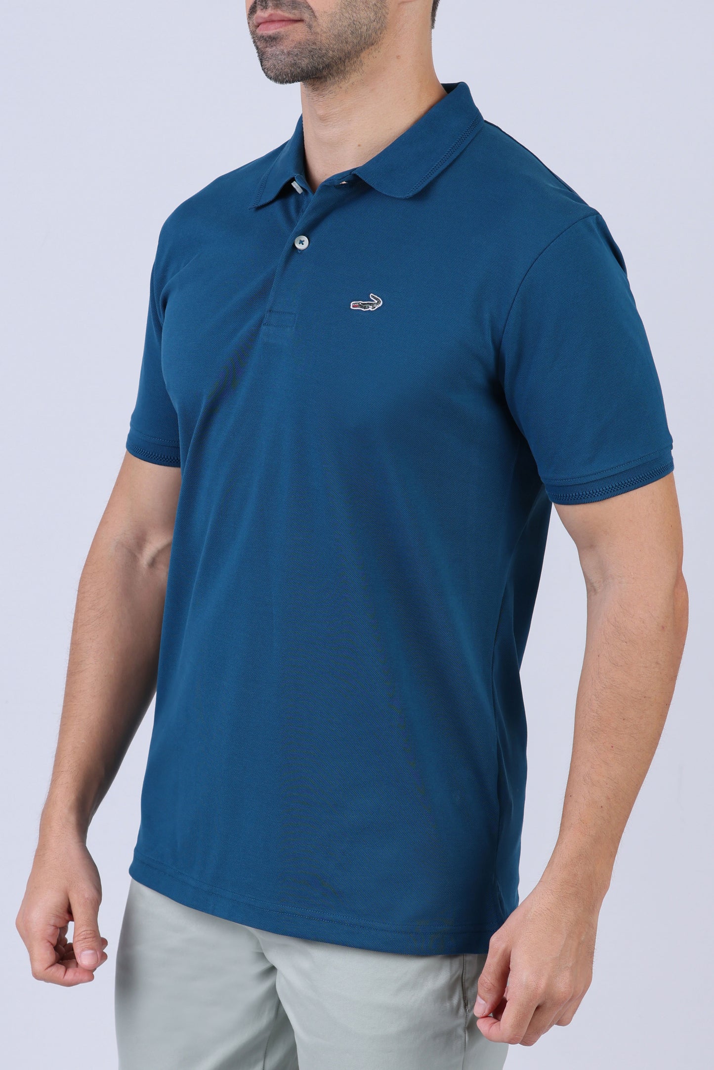 Crocodile Men Supima Polo Slim HS- Colonial Blue