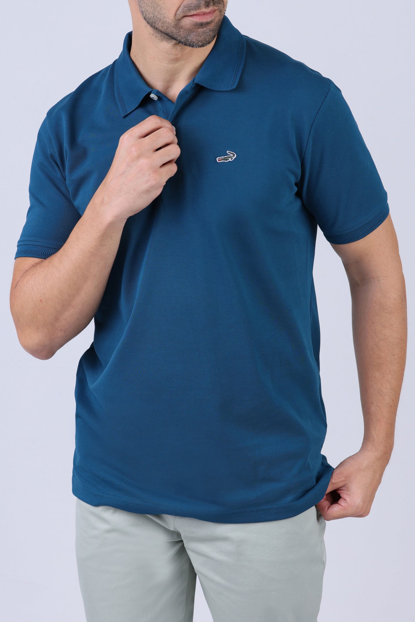 Crocodile Men Supima Polo Slim HS- Colonial Blue