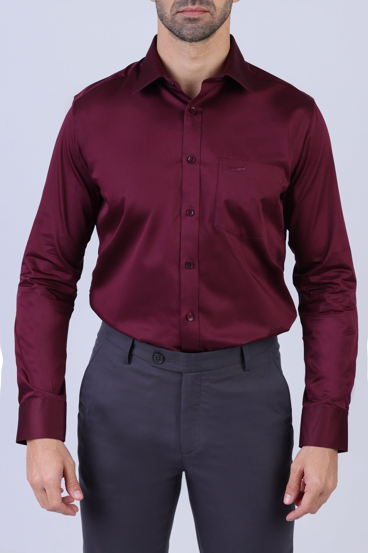 Crocodile Men Evening Slim Fit Shirts - Maroon