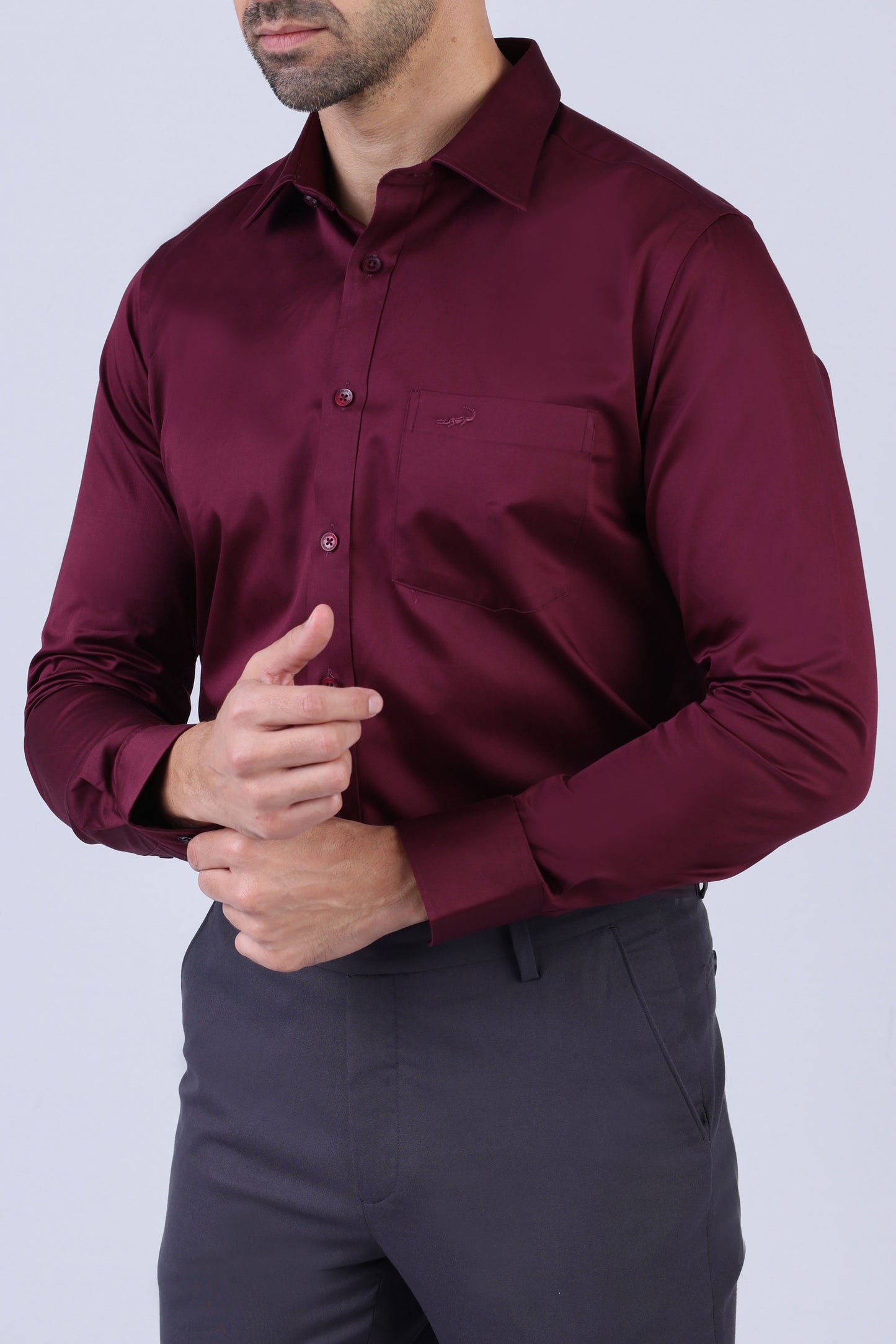 Crocodile Men Evening Slim Fit Shirts - Maroon