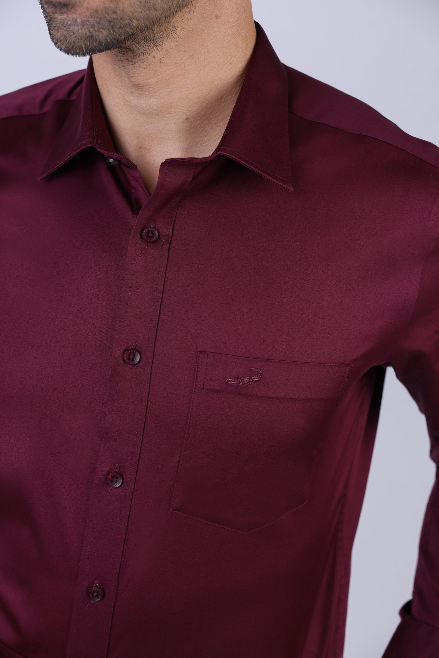 Crocodile Men Evening Slim Fit Shirts - Maroon