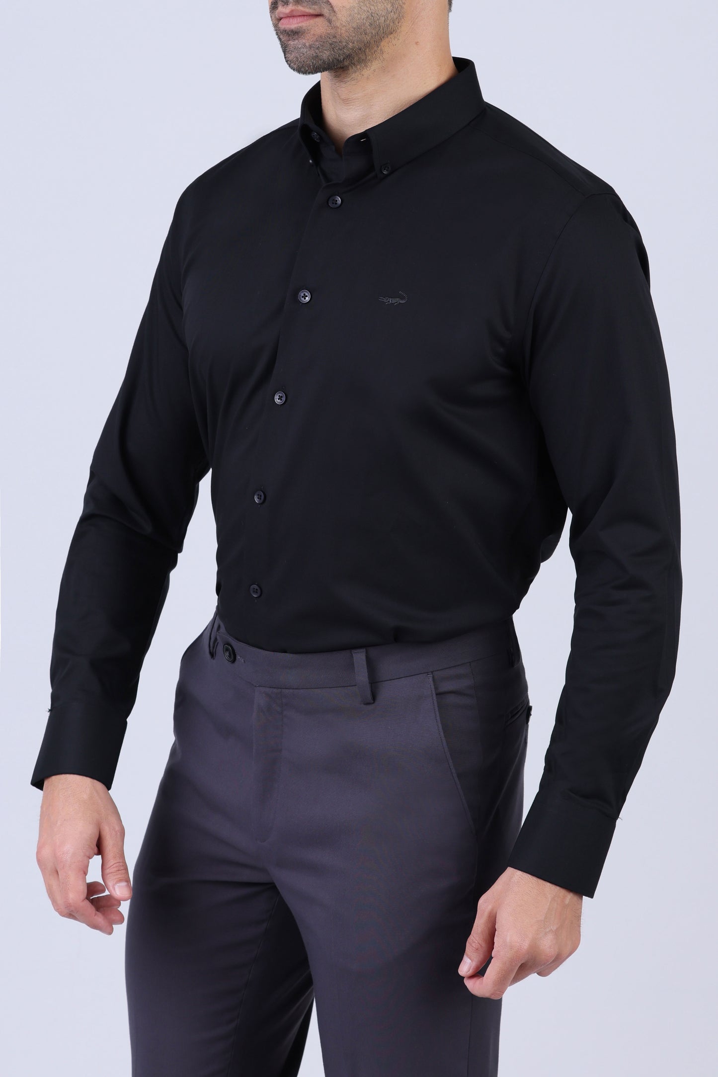 Crocodile Men Formal Slim Fit F/S Shirt - Black